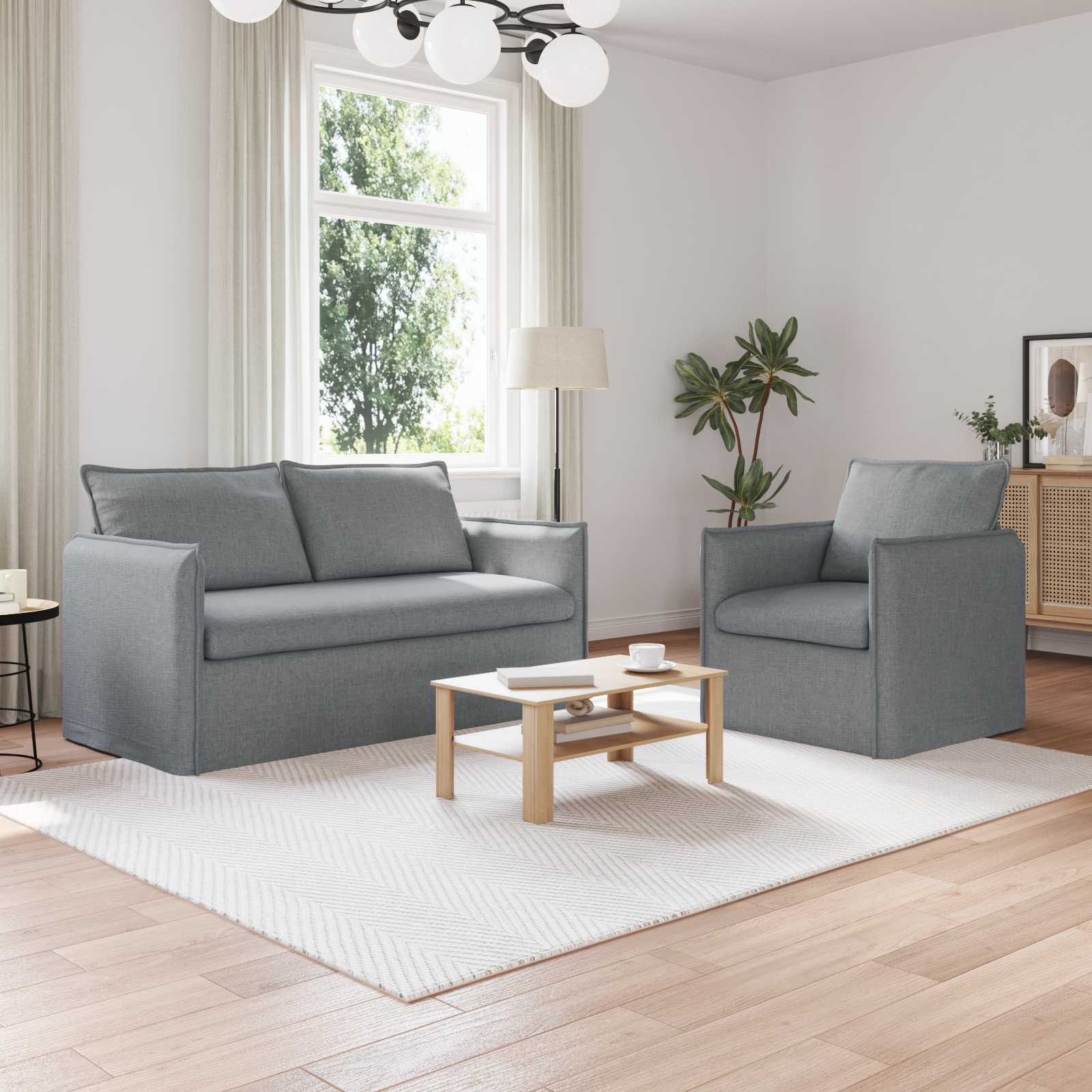 Ensemble de Canapés 2 pc Gris clair Tissu