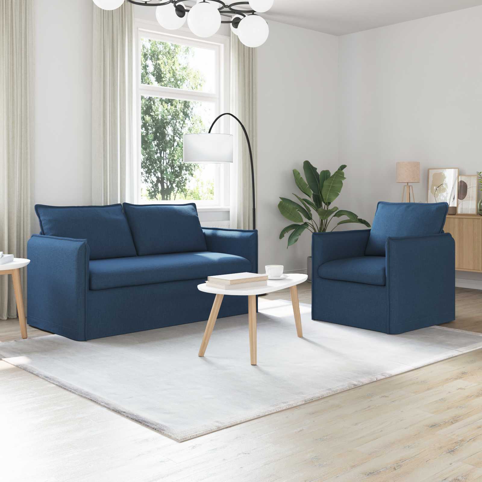Ensemble de Canapés 2 pc Bleu Tissu