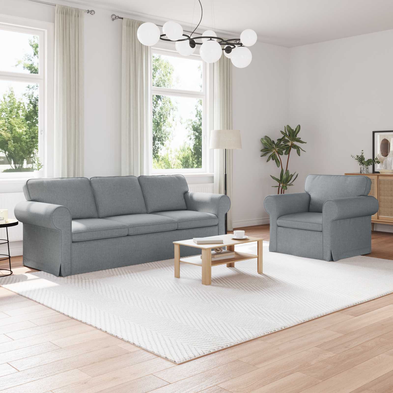 Ensemble de Canapés 2 pc Gris clair tissu