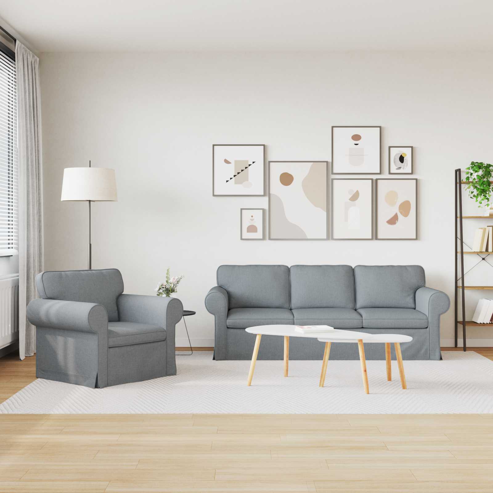 Ensemble de Canapés 2 pc Gris clair tissu