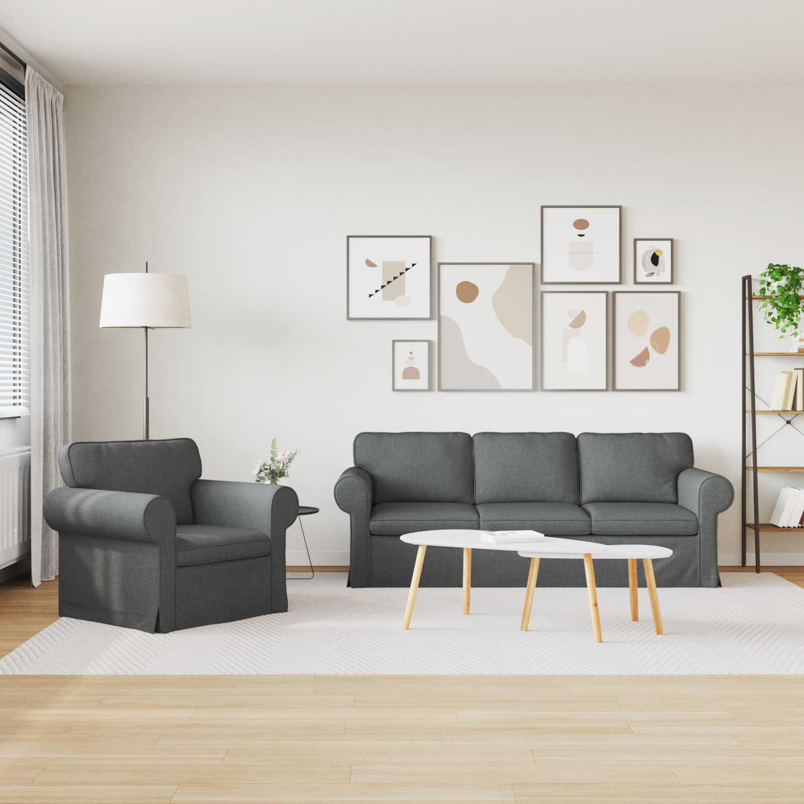 Ensemble de Canapés 2 pc Gris foncé tissu