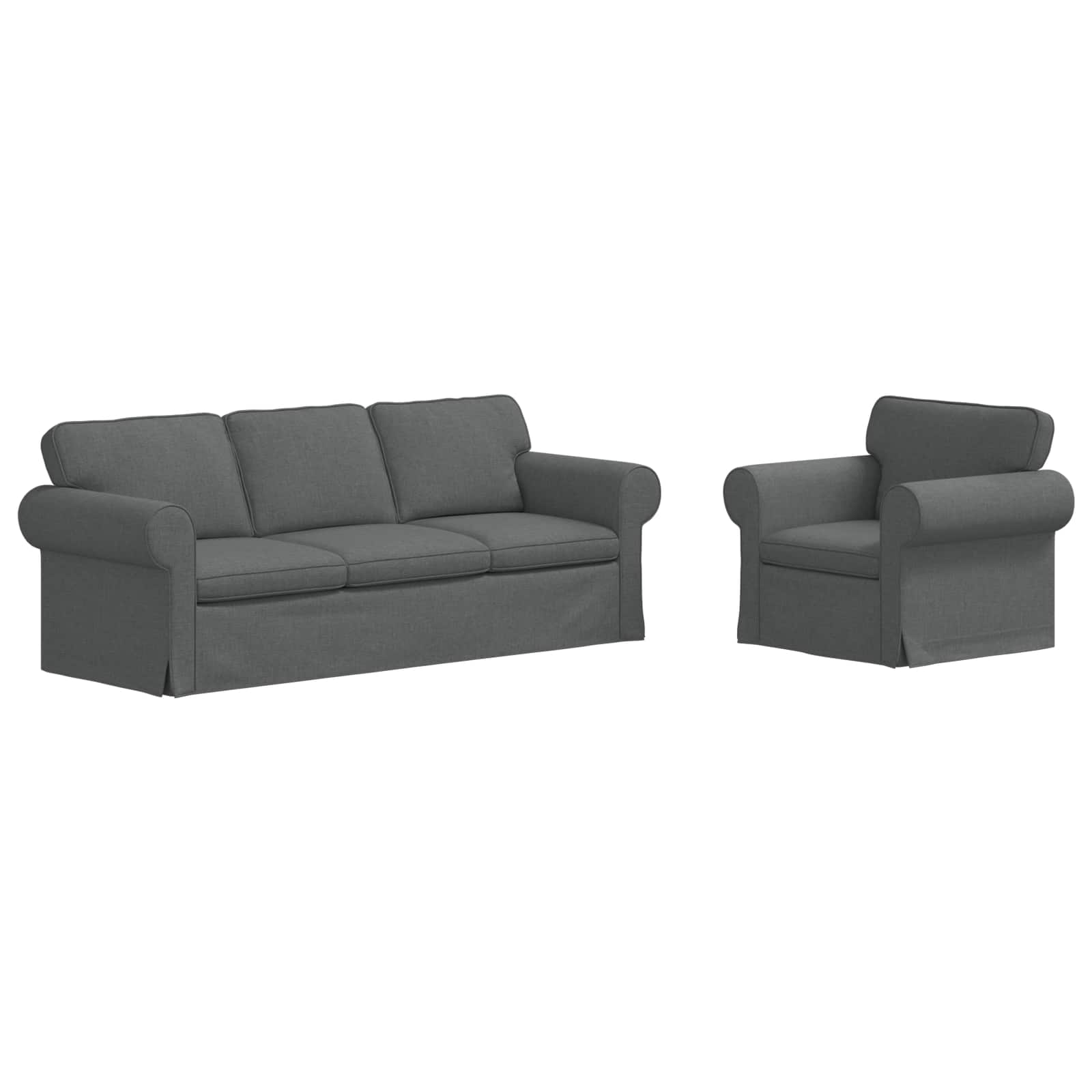 Ensemble de Canapés 2 pc Gris foncé tissu