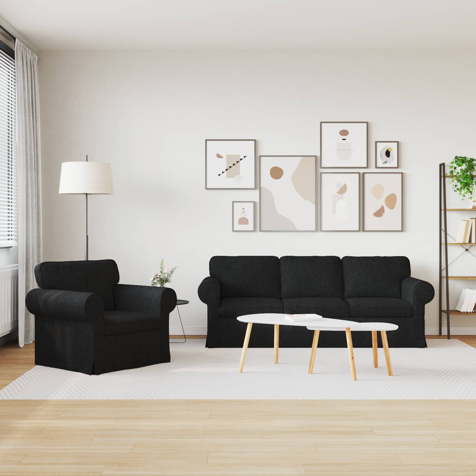 Ensemble de Canapés 2 pc Noir tissu
