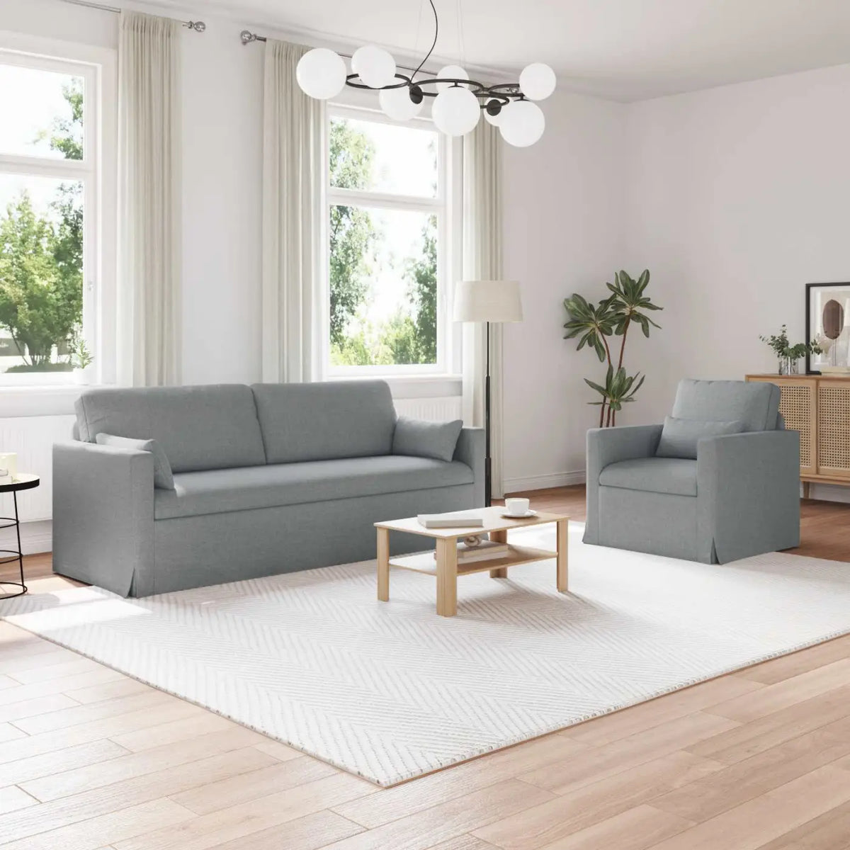 Ensemble de Canapés 2 pc Gris clair tissu - XIOS