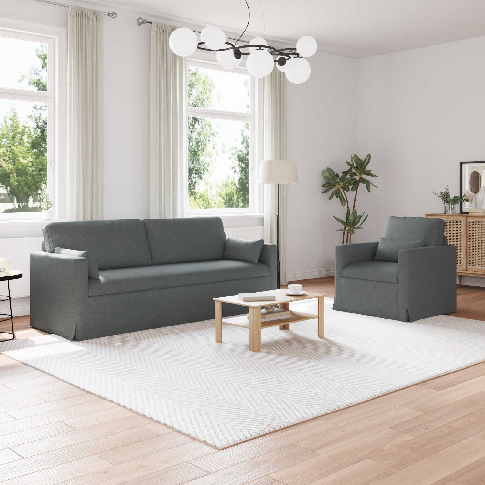 Ensemble de Canapés 2 pcs Gris foncé 198 x 78 x 80 cm tissu - XIOS