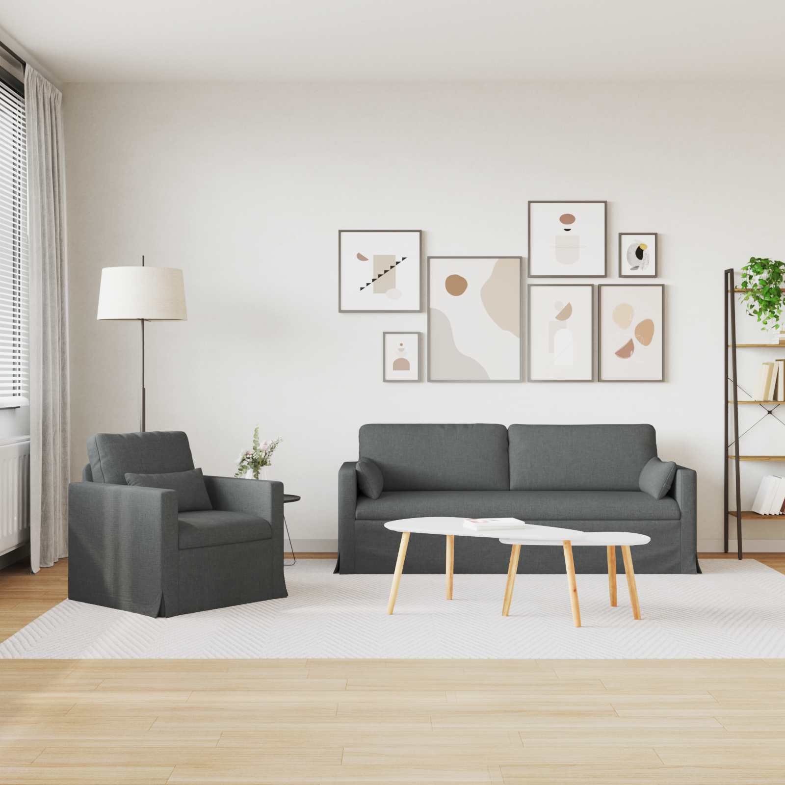 Ensemble de Canapés 2 pcs Gris foncé 198 x 78 x 80 cm tissu - XIOS