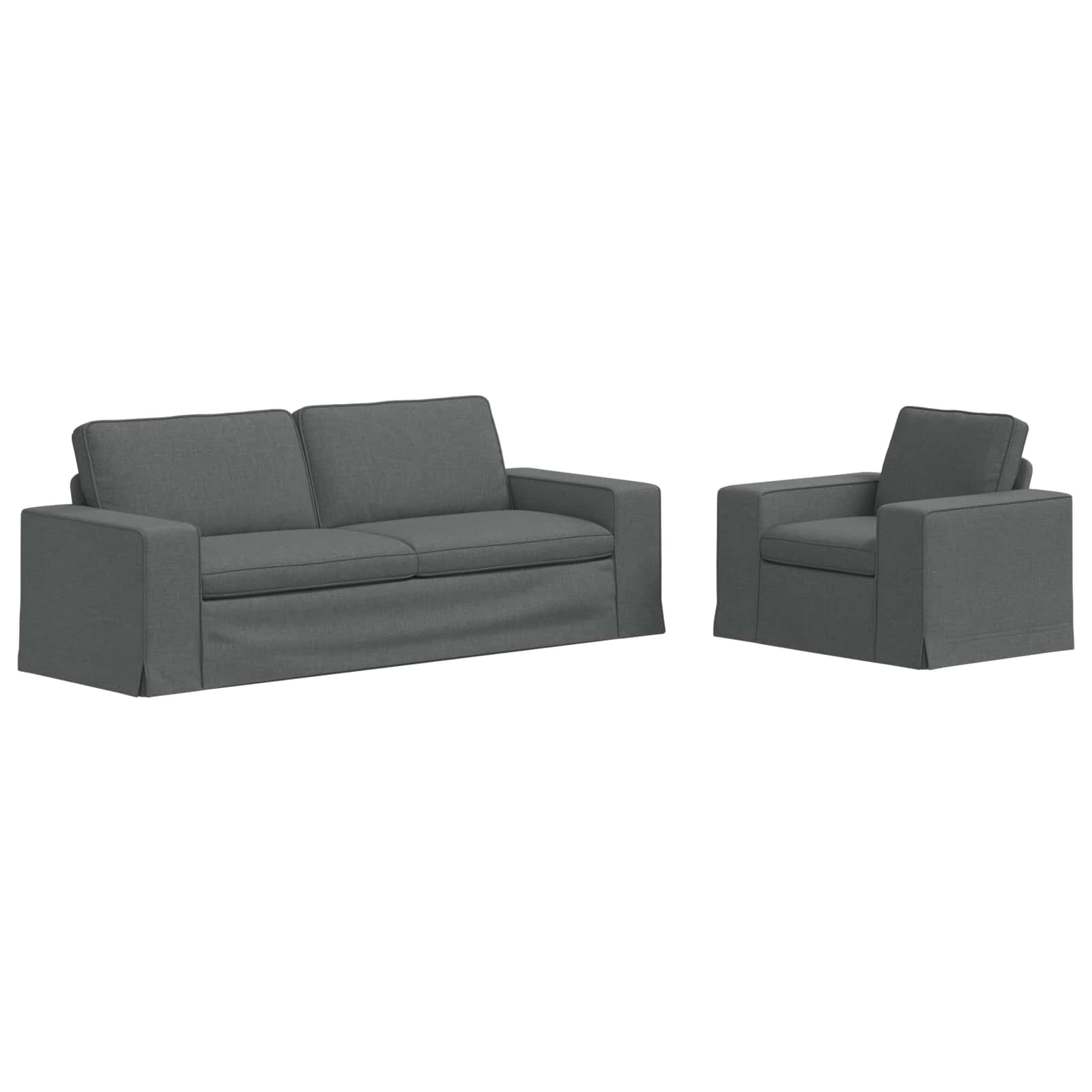 Ensemble de Canapés 2 pc Gris foncé tissu