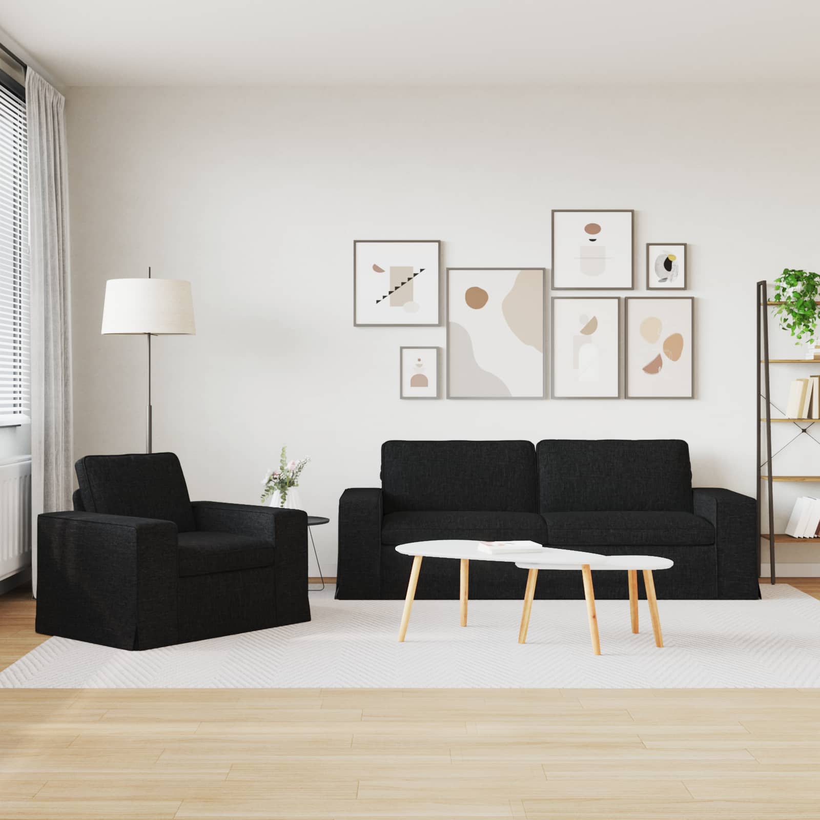 Ensemble de Canapés 2 pc Noir tissu
