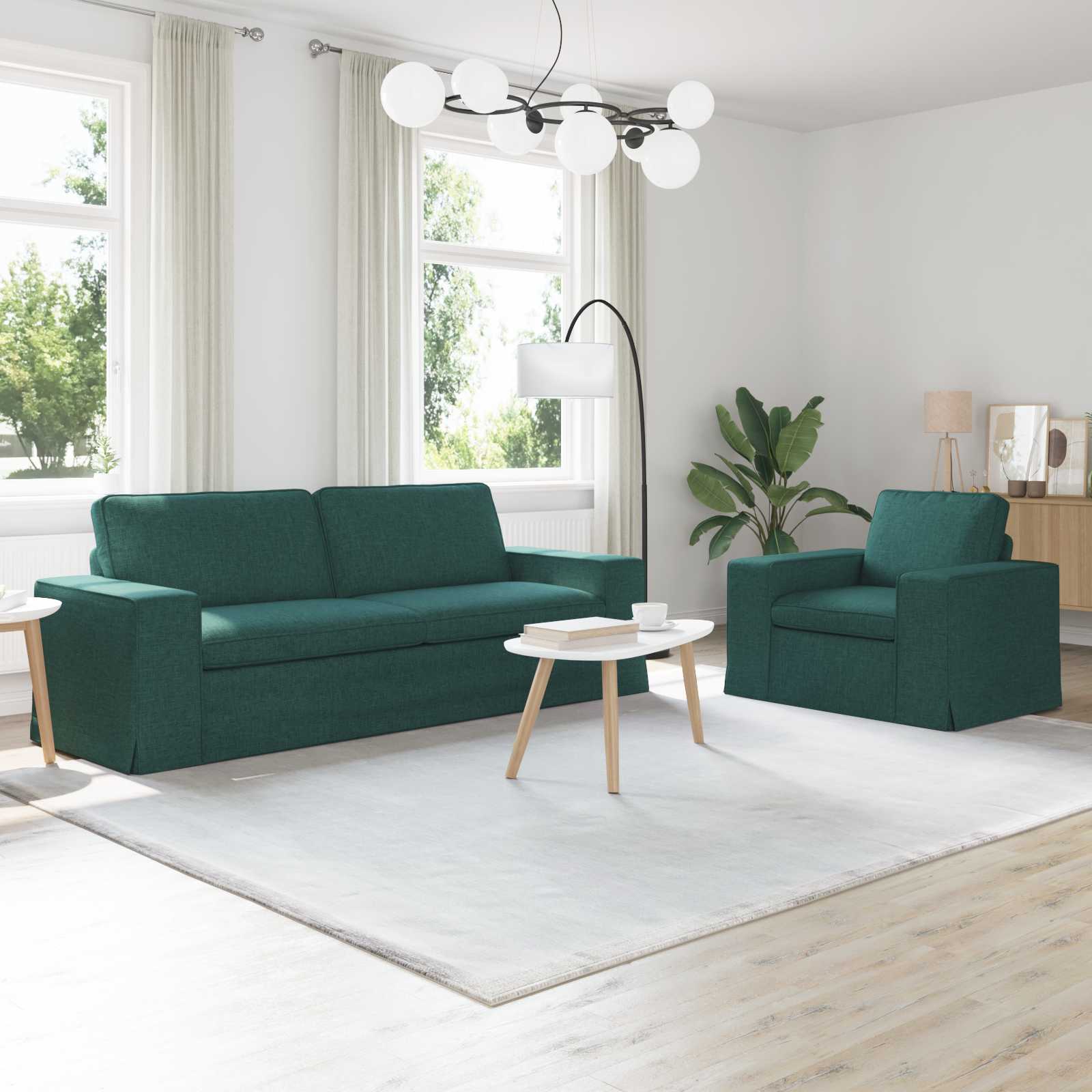 Ensemble de Canapés 2 pc Vert foncé tissu