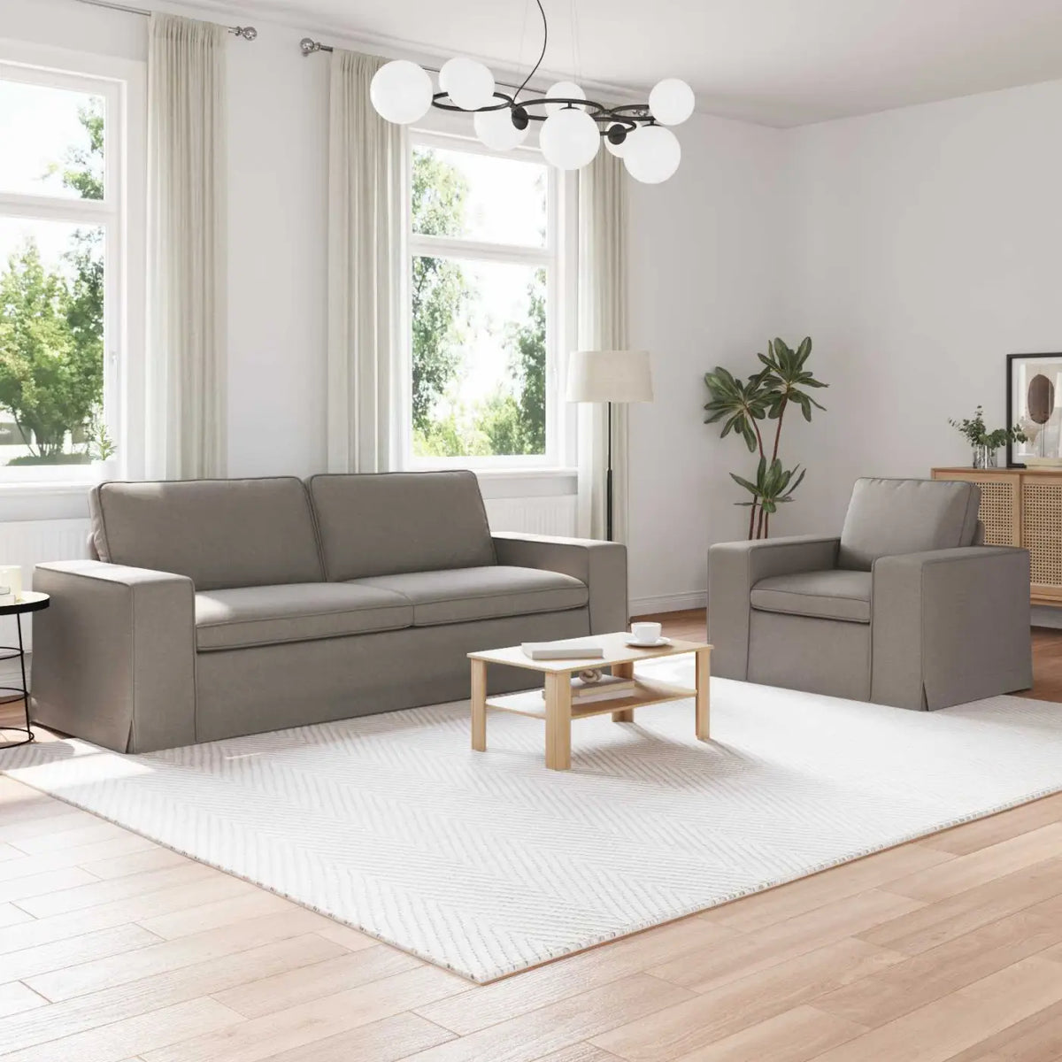 Ensemble de Canapés 2 pc Taupe tissu - XIOS