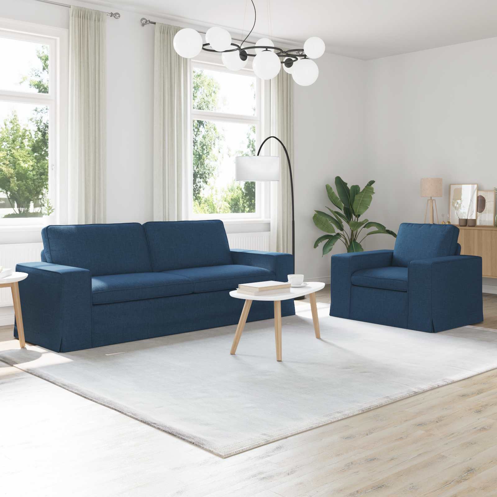 Ensemble de Canapés 2 pc Bleu tissu