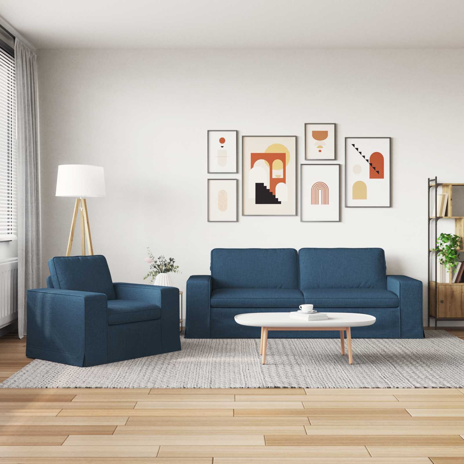 Ensemble de Canapés 2 pc Bleu tissu