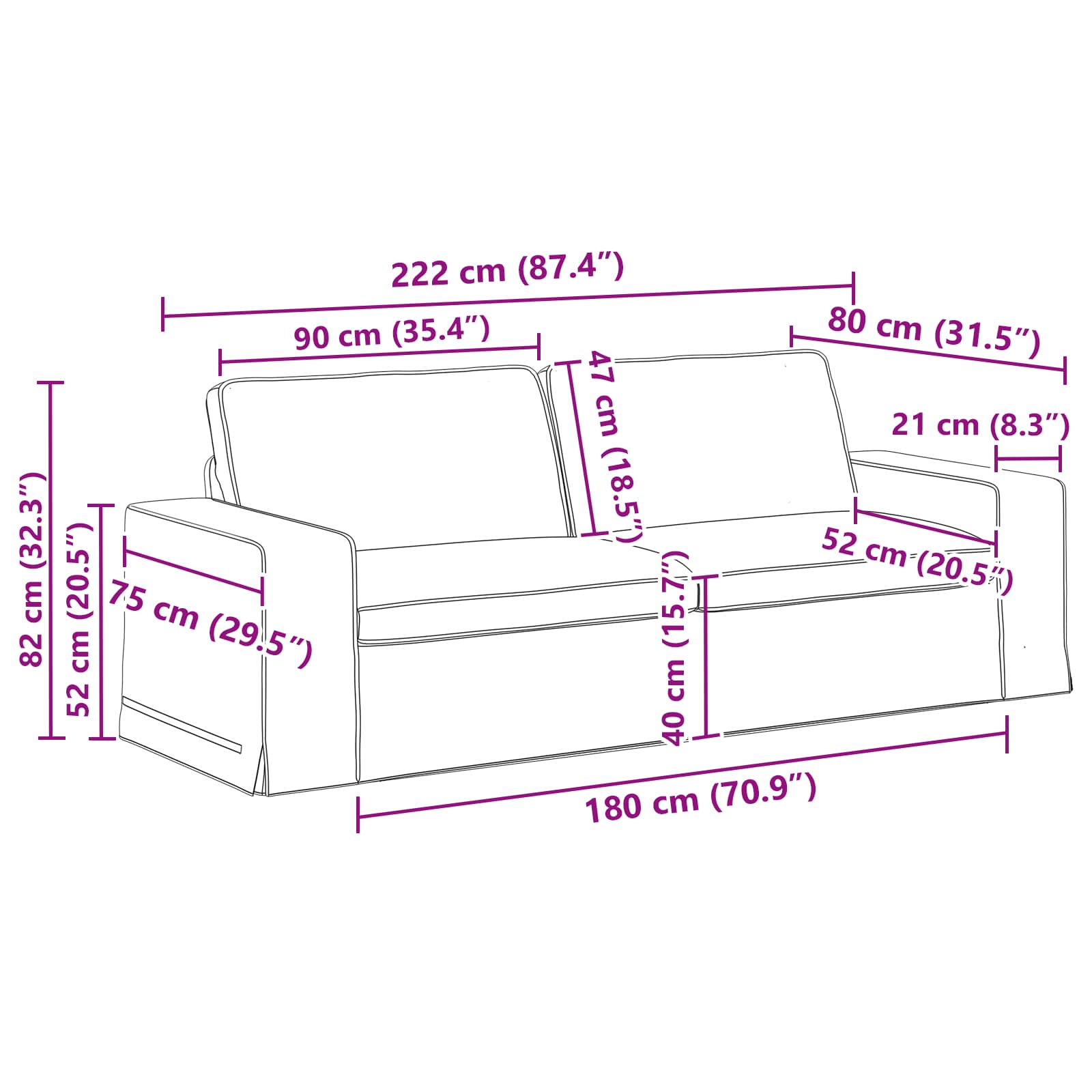 Ensemble de Canapés 2 pc Bleu tissu