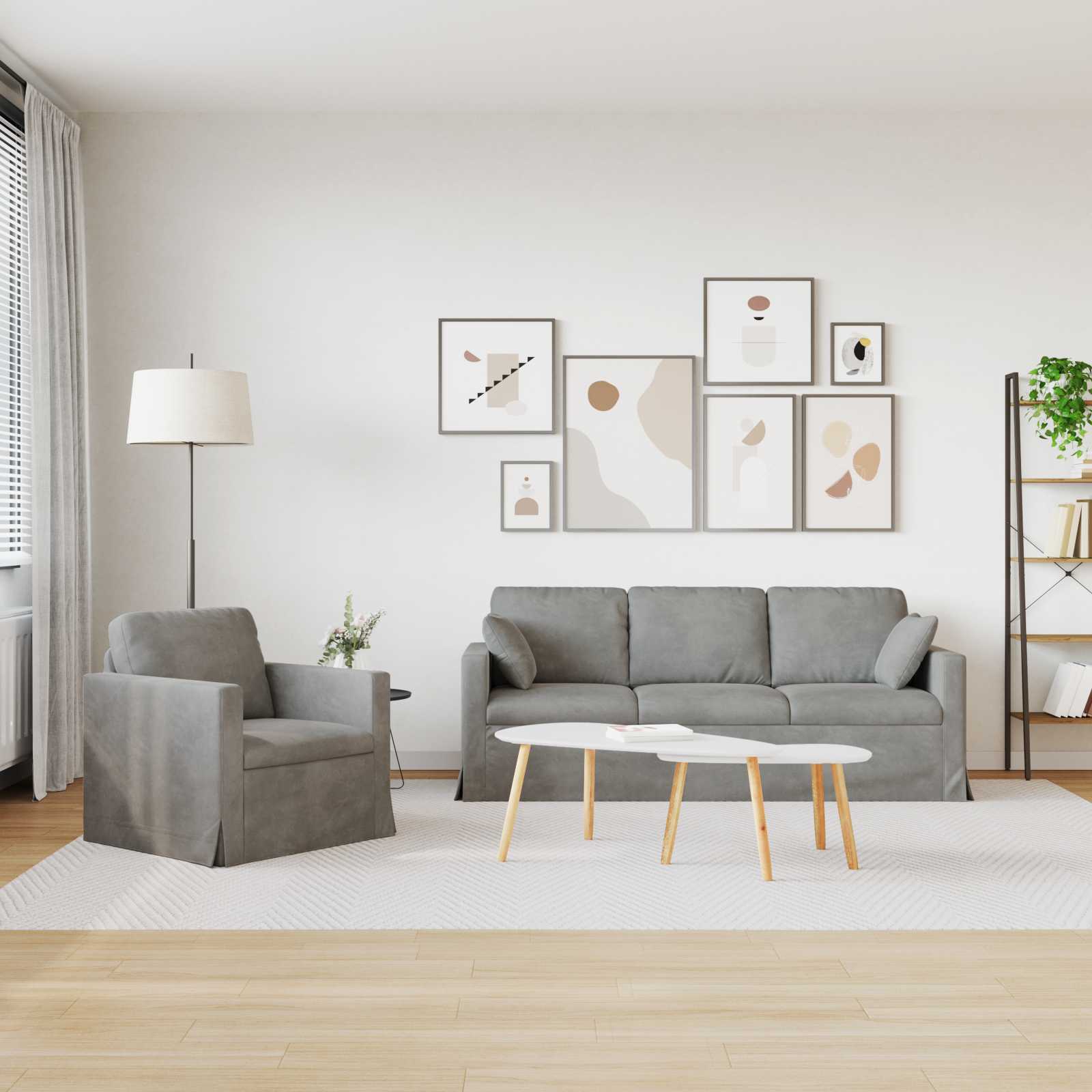 Ensemble de Canapés 2 pcs Gris clair 198 x 78 x 80 cm Velours - XIOS