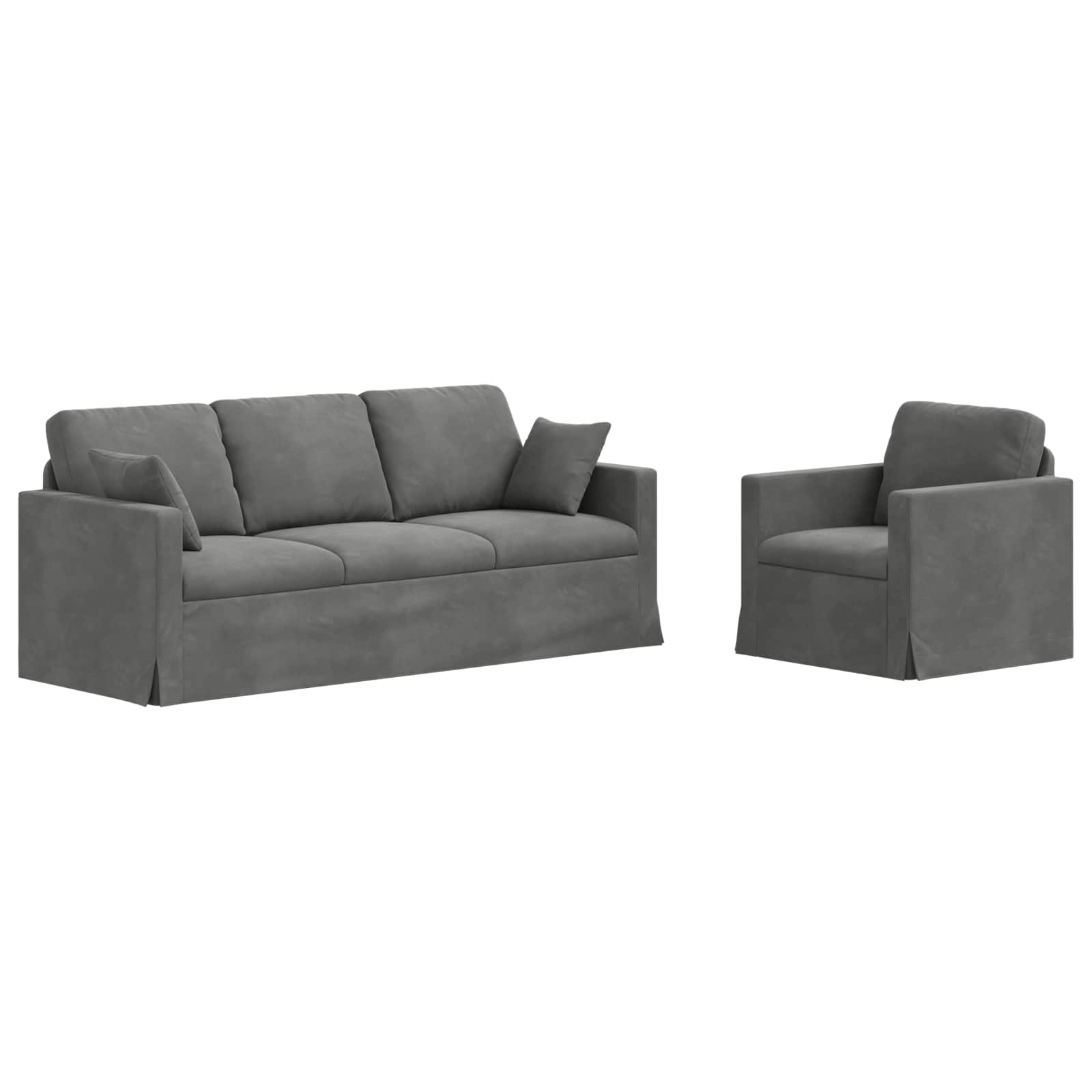 Ensemble de Canapés 2 pcs Gris foncé 198 x 78 x 80 cm Velours - XIOS