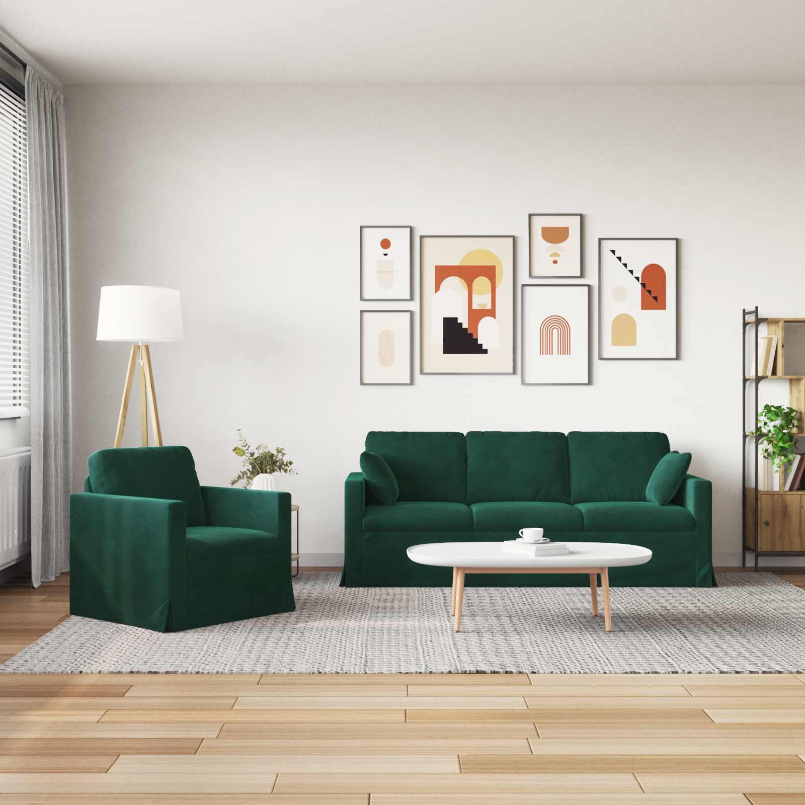 Ensemble de Canapés 2 pcs Vert foncé 198 x 78 x 80 cm Velours - XIOS