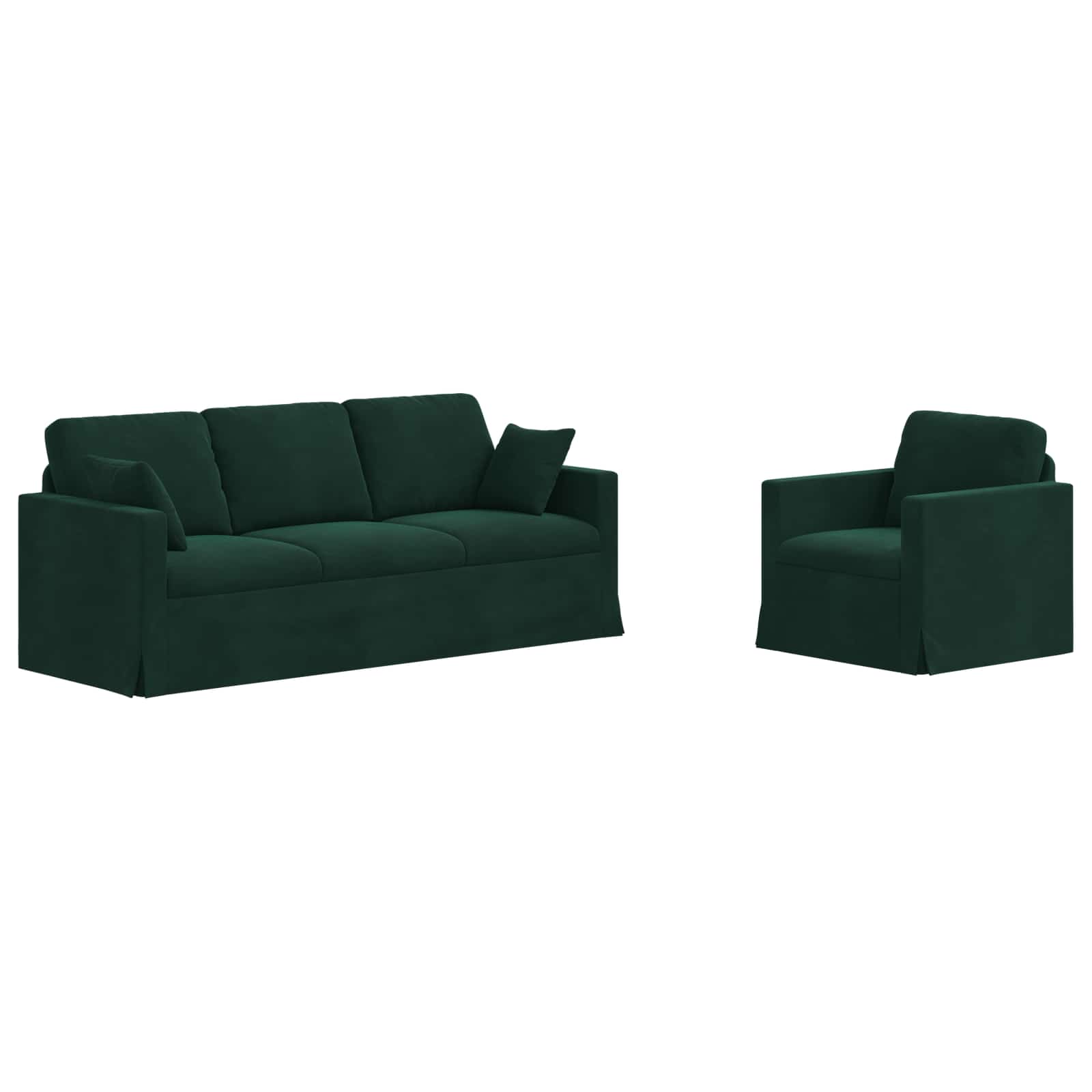 Ensemble de Canapés 2 pcs Vert foncé 198 x 78 x 80 cm Velours - XIOS