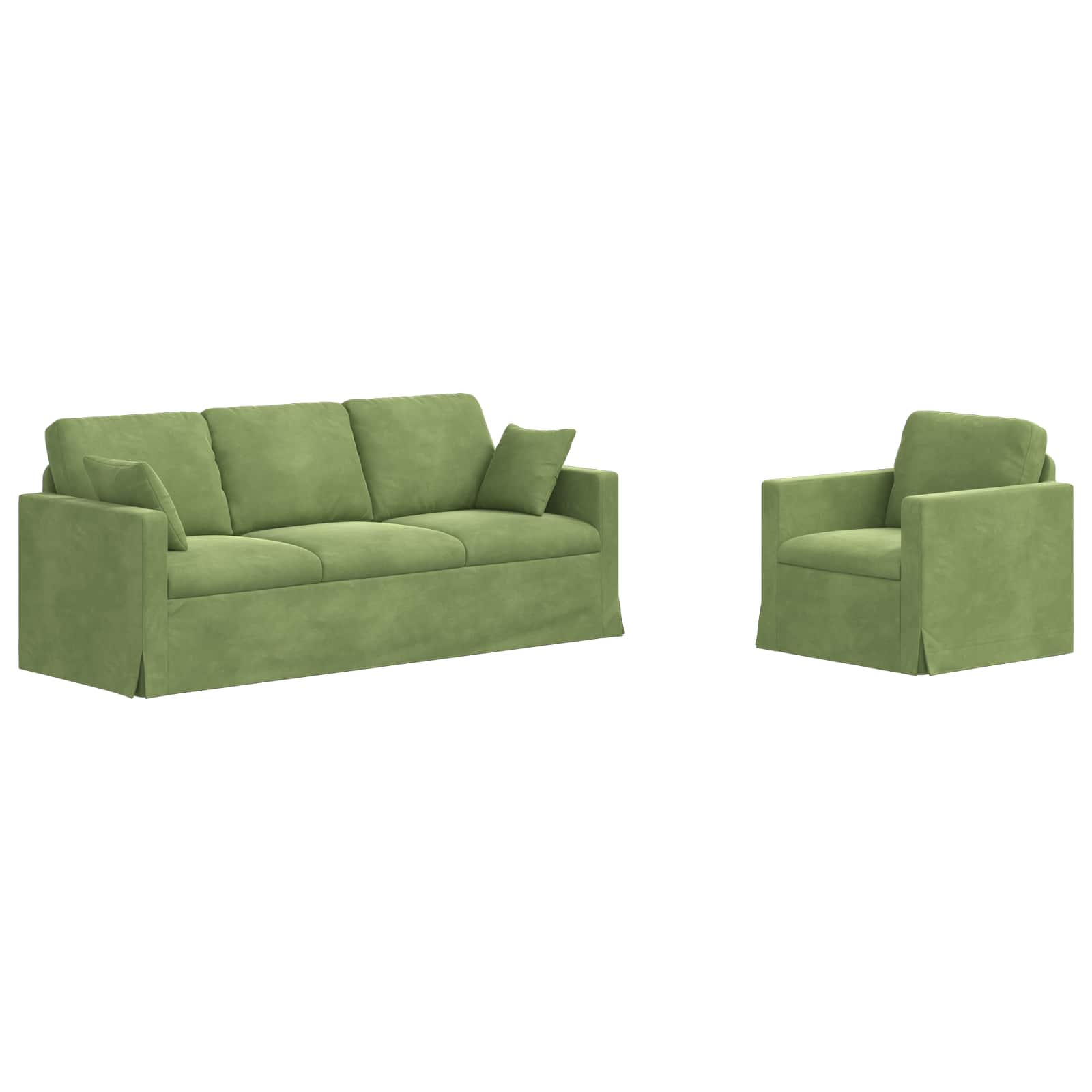 Ensemble de Canapés 2 pcs Vert clair 198 x 78 x 80 cm Velours - XIOS