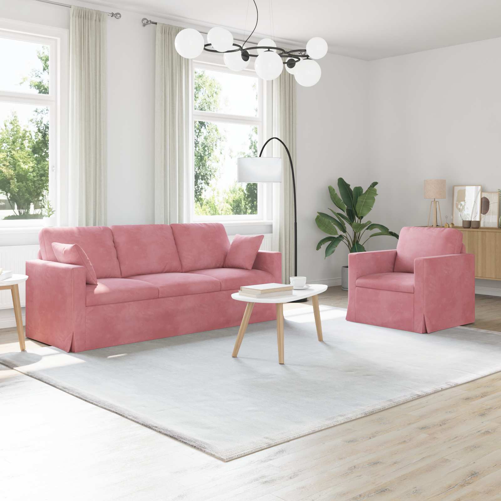 Ensemble de Canapés 2 pcs Rose 198 x 78 x 80 cm Velours - XIOS