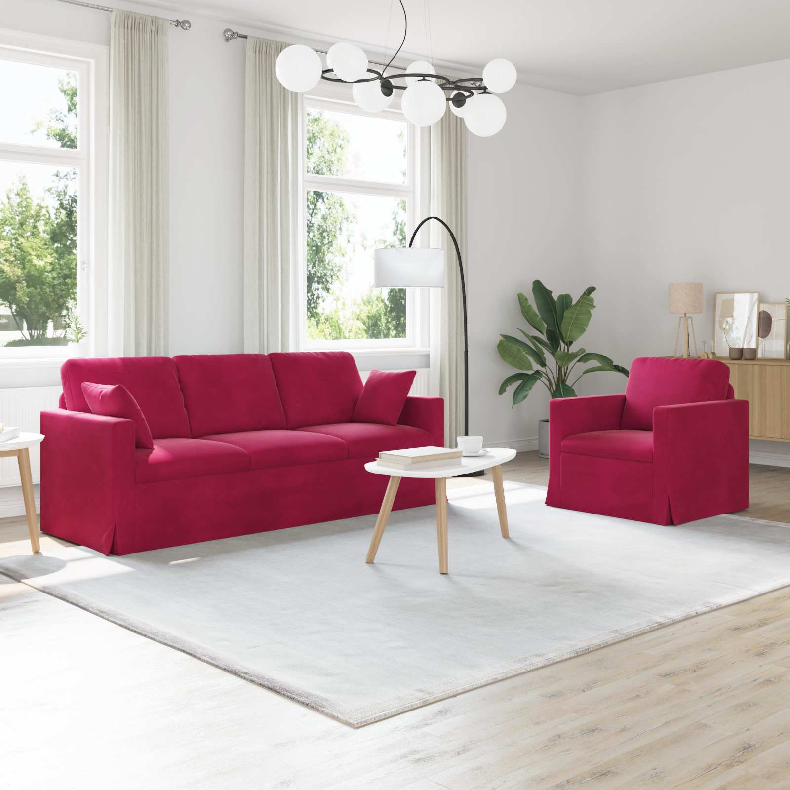 Ensemble de Canapés 2 pcs Bordeaux 198 x 78 x 80 cm Velours - XIOS