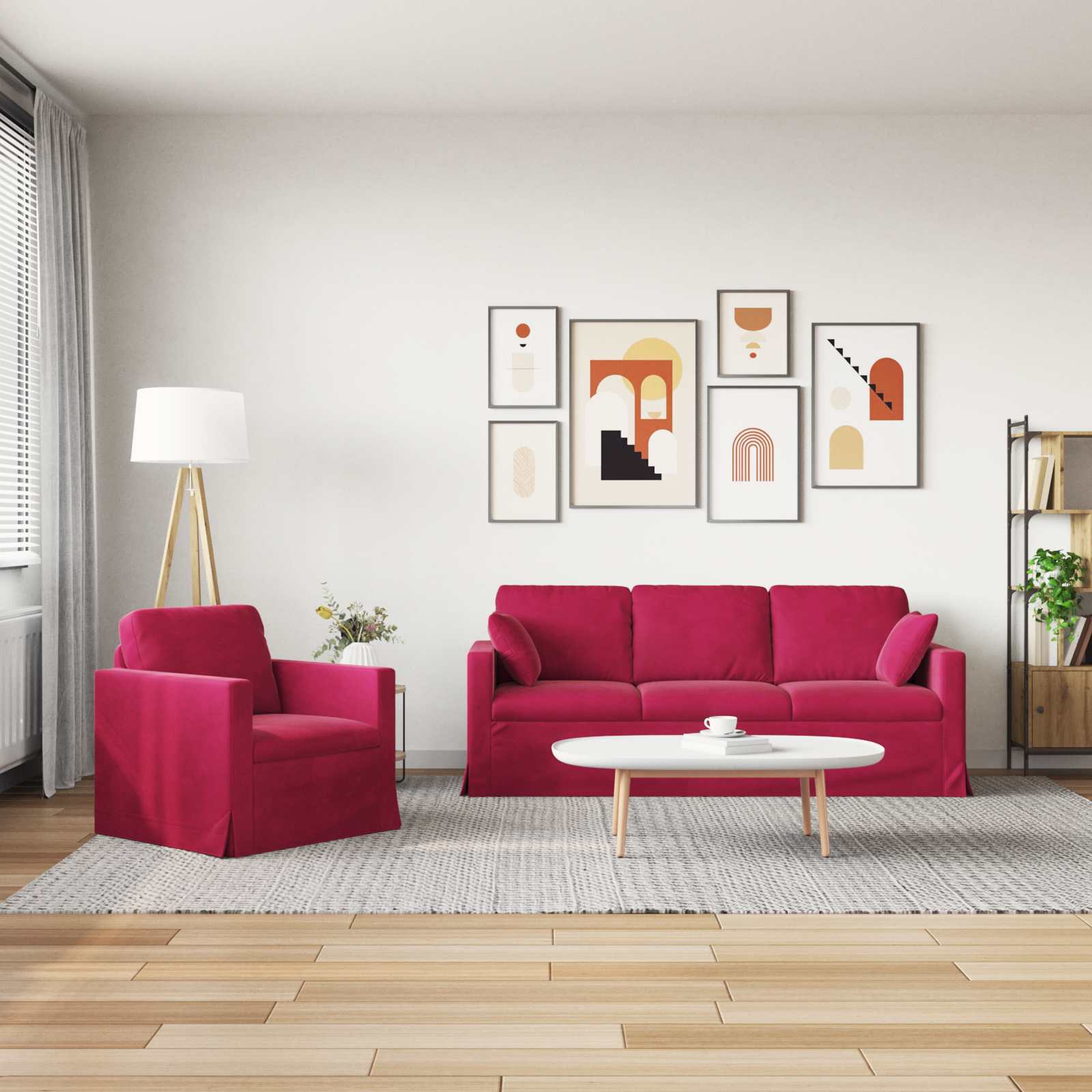 Ensemble de Canapés 2 pcs Bordeaux 198 x 78 x 80 cm Velours - XIOS
