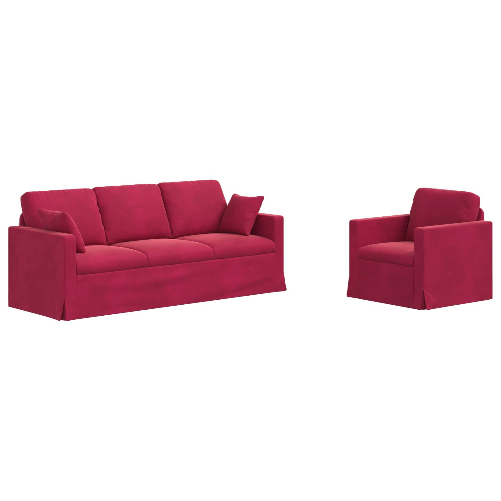 Ensemble de Canapés 2 pcs Bordeaux 198 x 78 x 80 cm Velours - XIOS