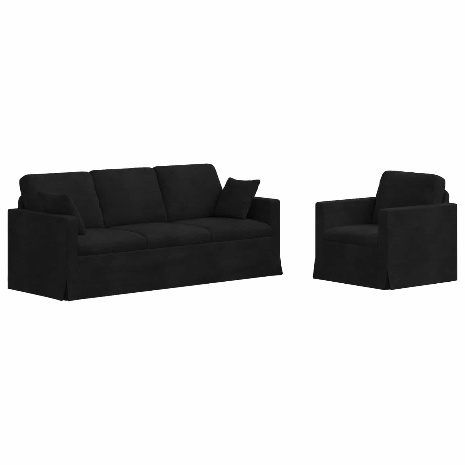 Ensemble de Canapés 2 pcs Noir 198 x 78 x 80 cm Velours - XIOS