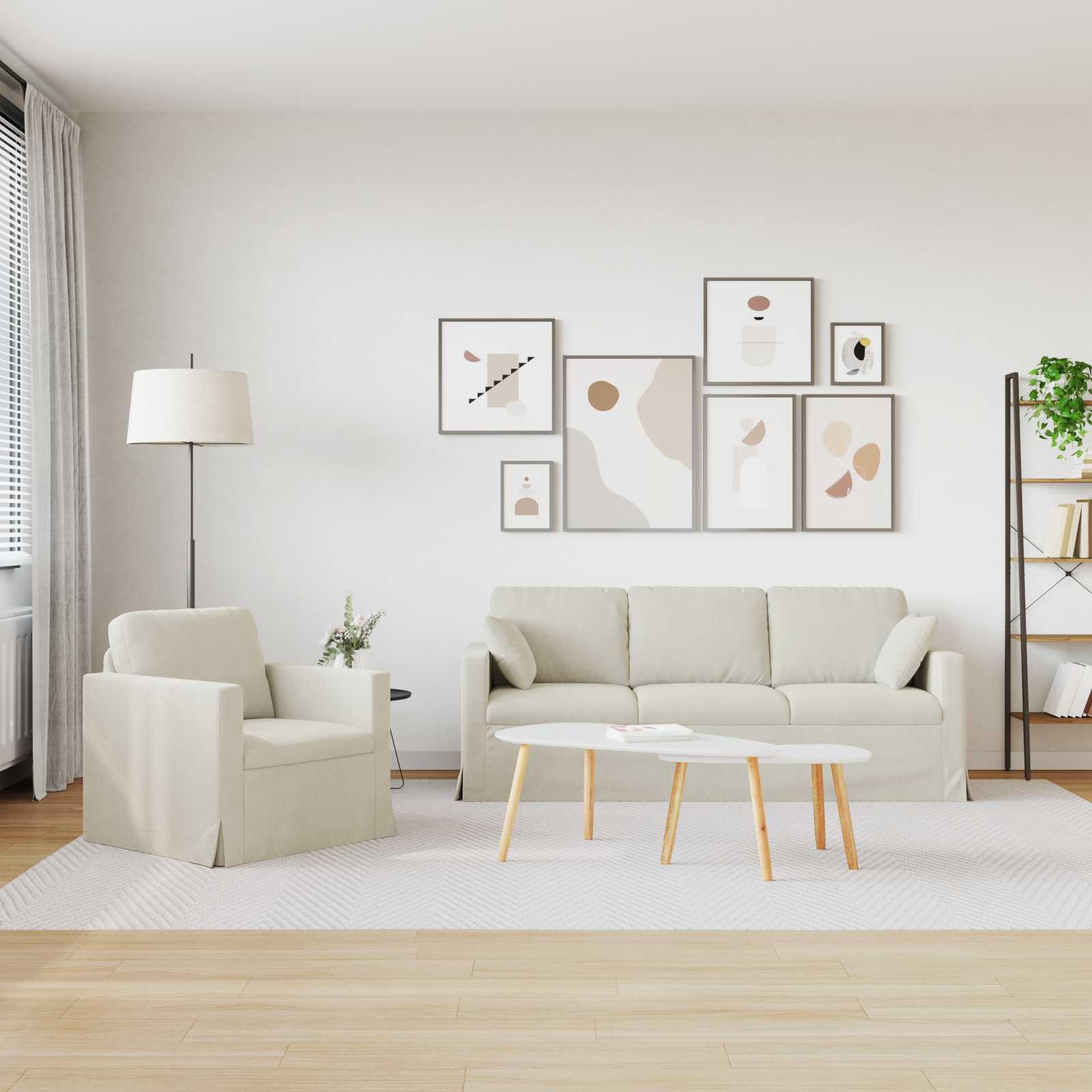 Ensemble de Canapés 2 pcs Crème 198 x 78 x 80 cm Velours - XIOS