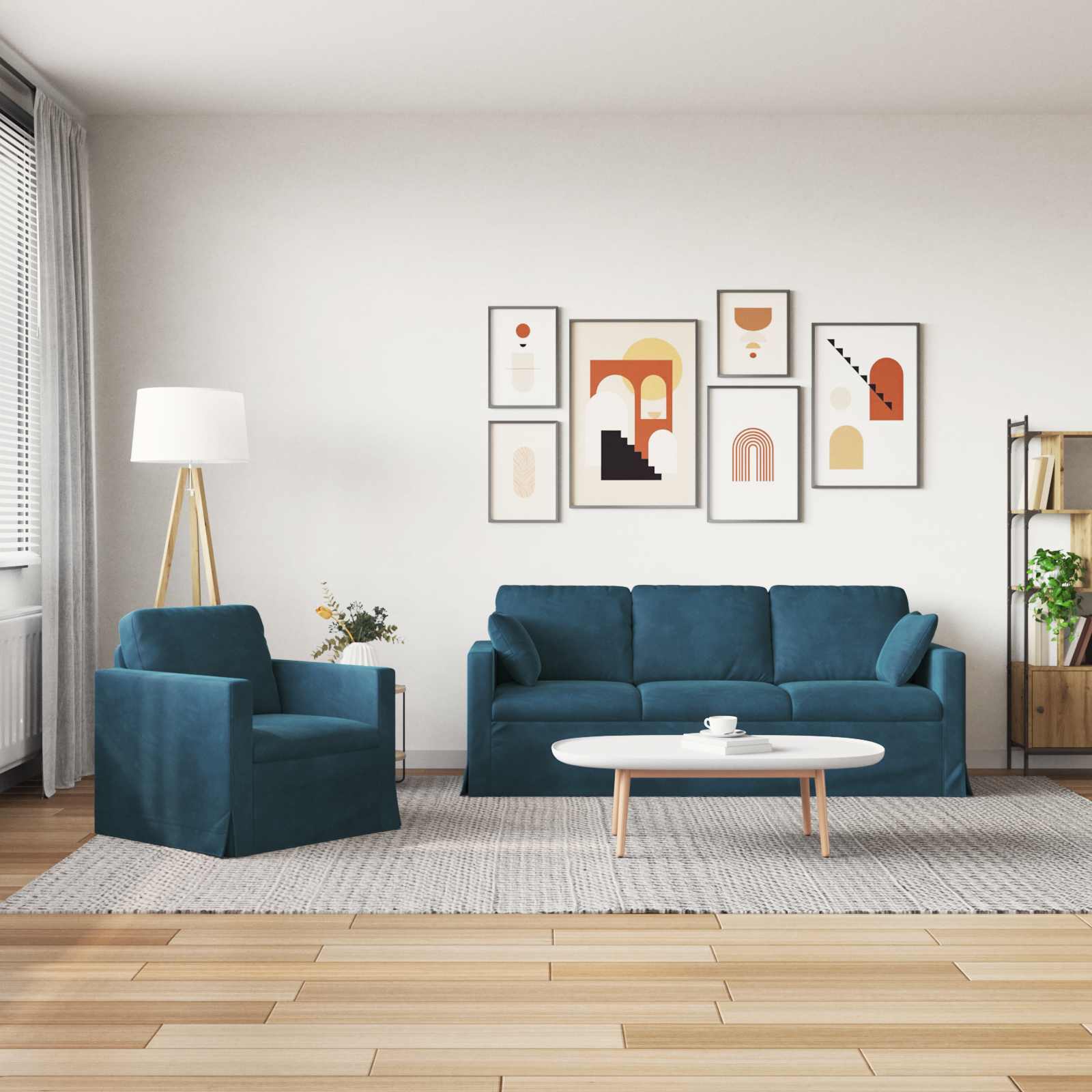 Ensemble de Canapés 2 pcs Bleu 198 x 78 x 80 cm Velours - XIOS