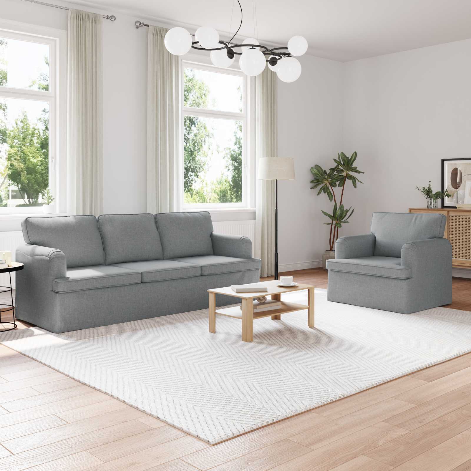 Ensemble de Canapés 2 pc Gris clair tissu