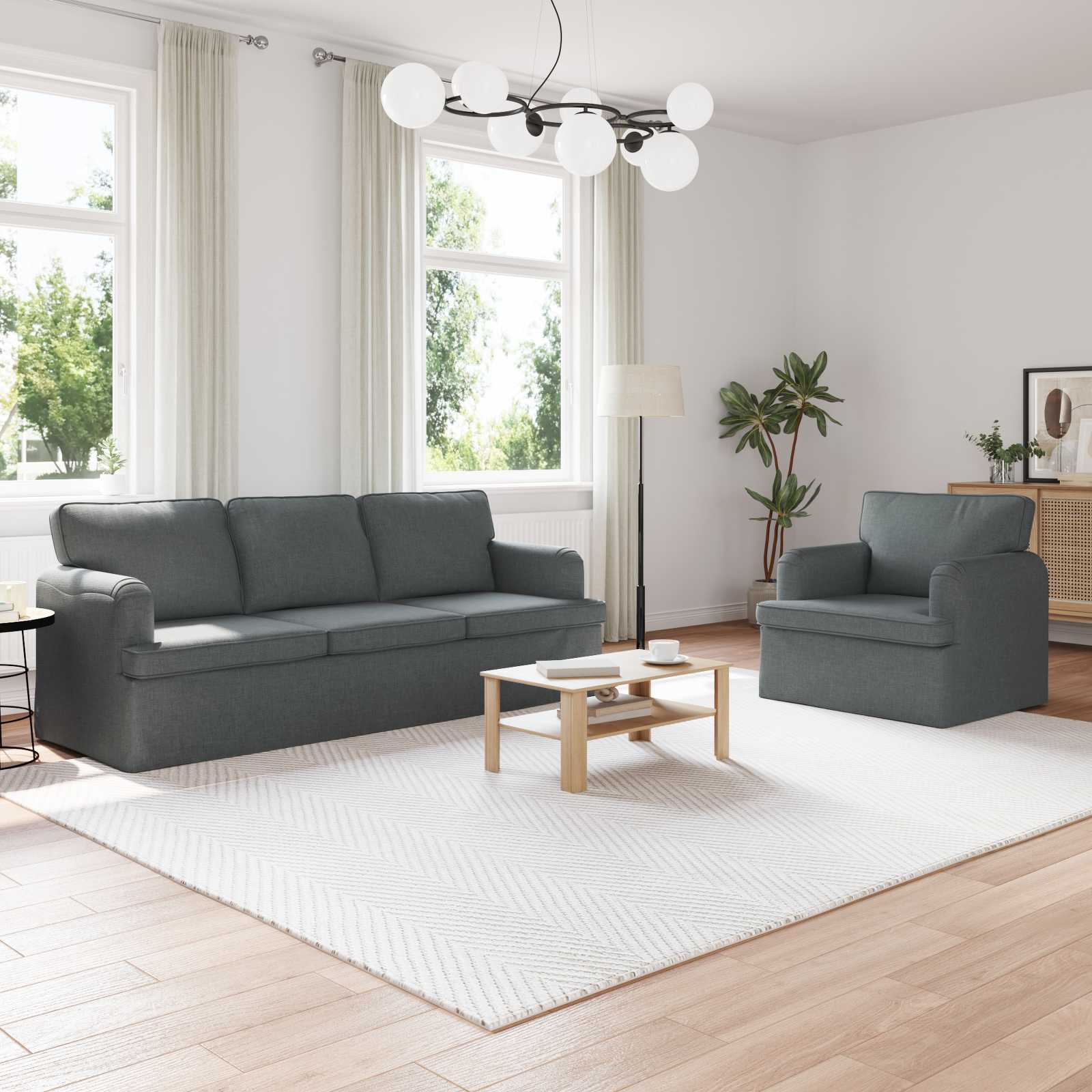 Canapé 180cm 2 pcs Gris foncé Métал - XIOS