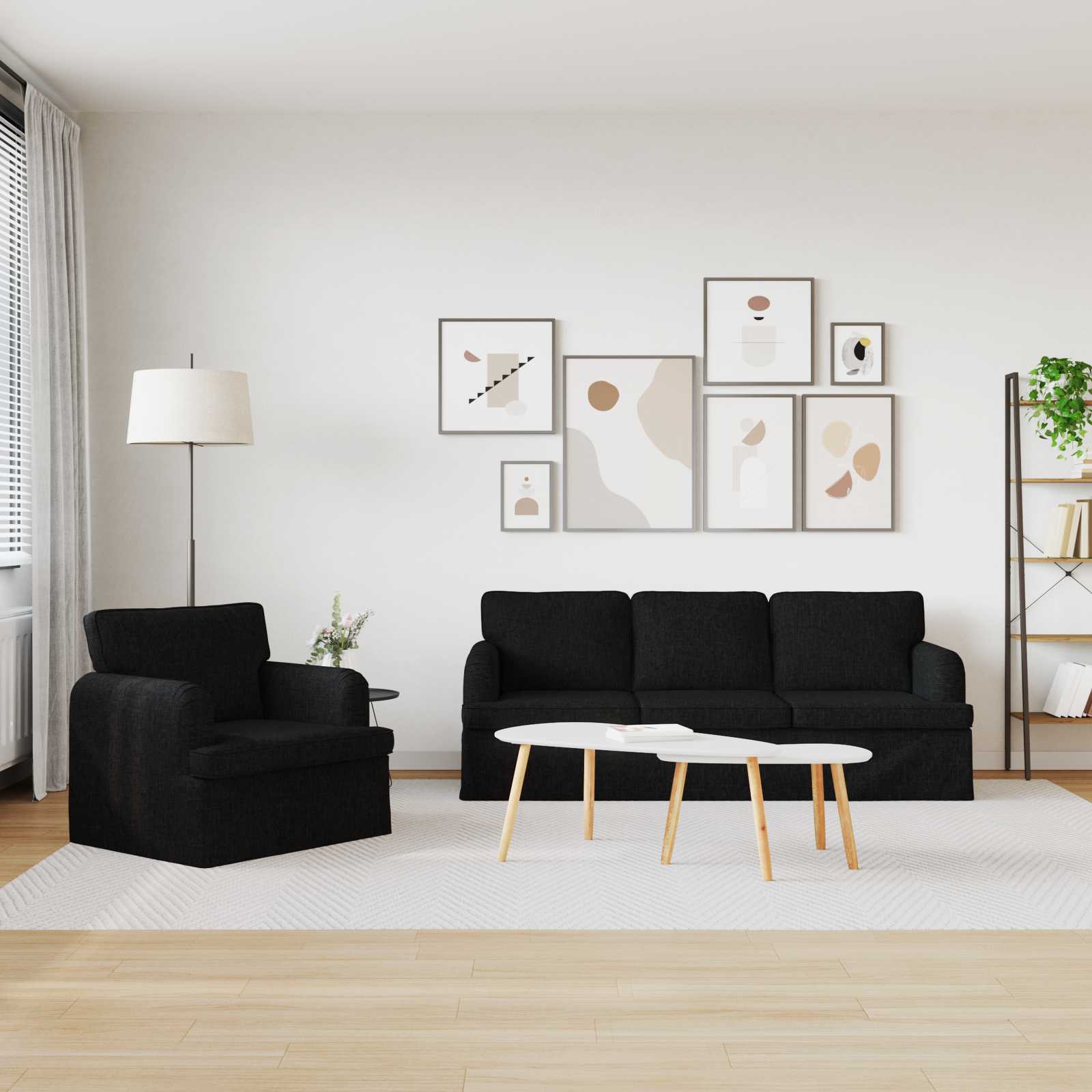Ensemble de Canapés 2 pc Noir tissu
