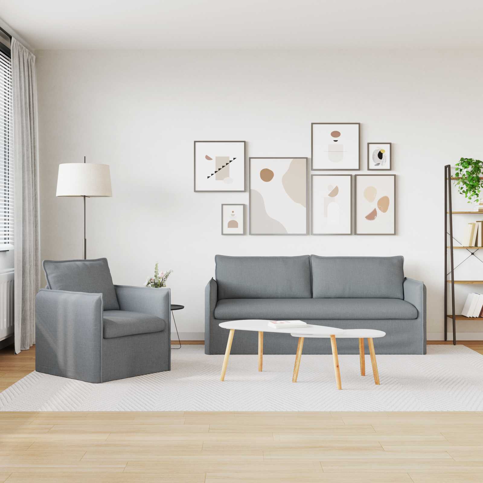 Ensemble de Canapés 2 pc Gris clair Tissu