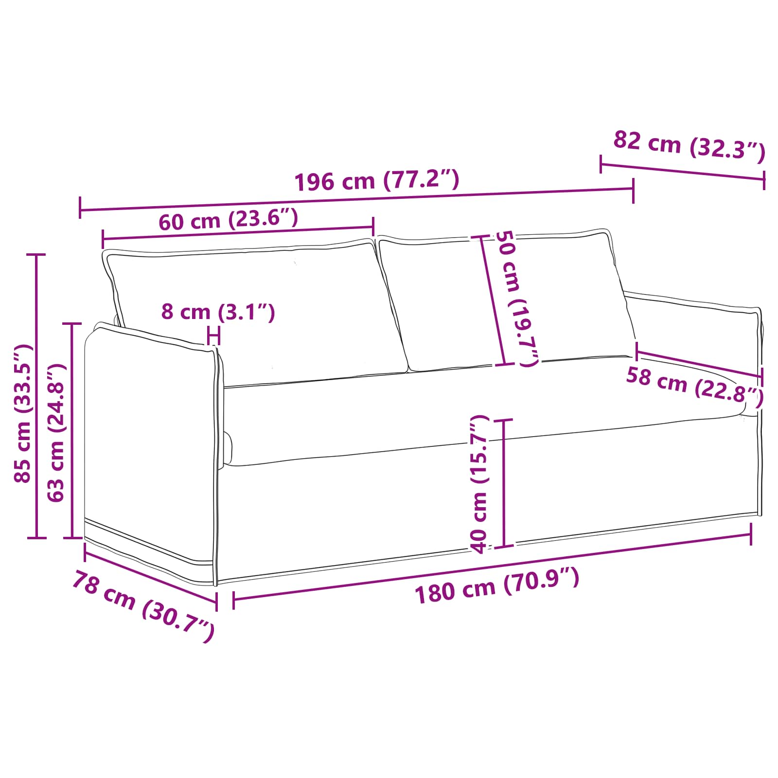 Ensemble de Canapés 2 pc Gris foncé Tissu