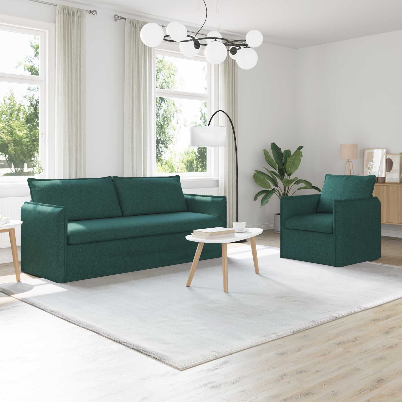 Ensemble de Canapés 2 pc Vert foncé Tissu