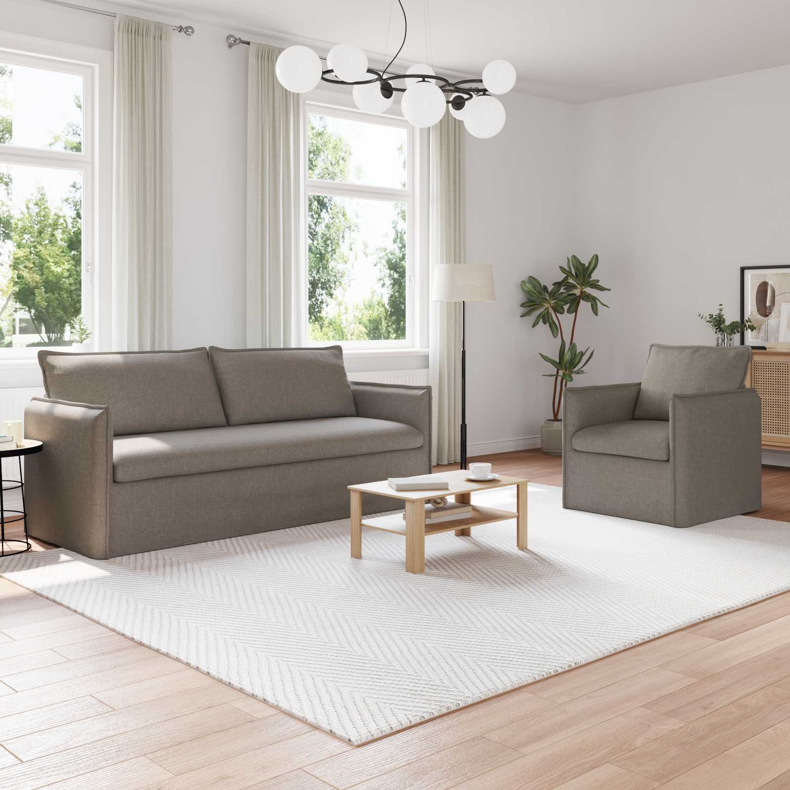 Ensemble de Canapés 2 pc Taupe Tissu