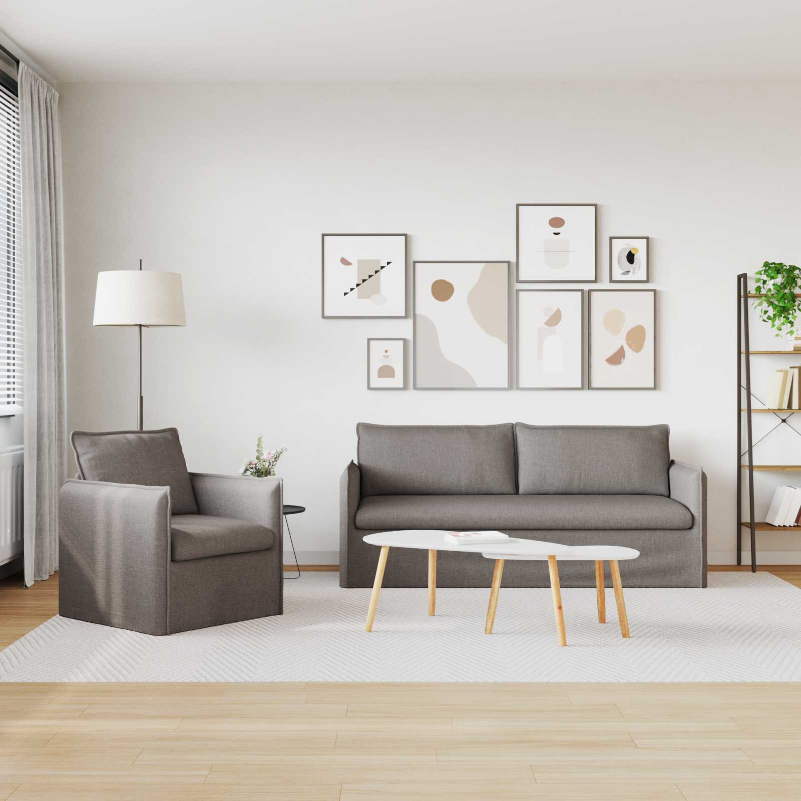 Ensemble de Canapés 2 pc Taupe Tissu