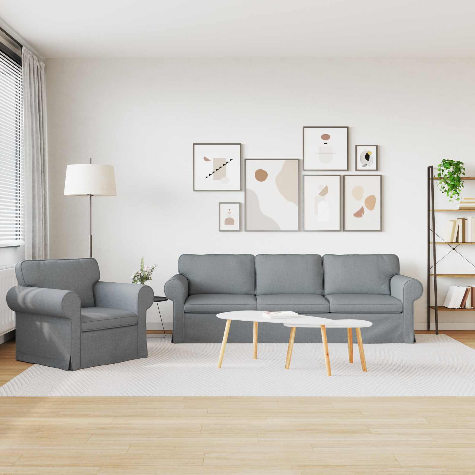 Ensemble de Canapés 2 pc Gris clair tissu
