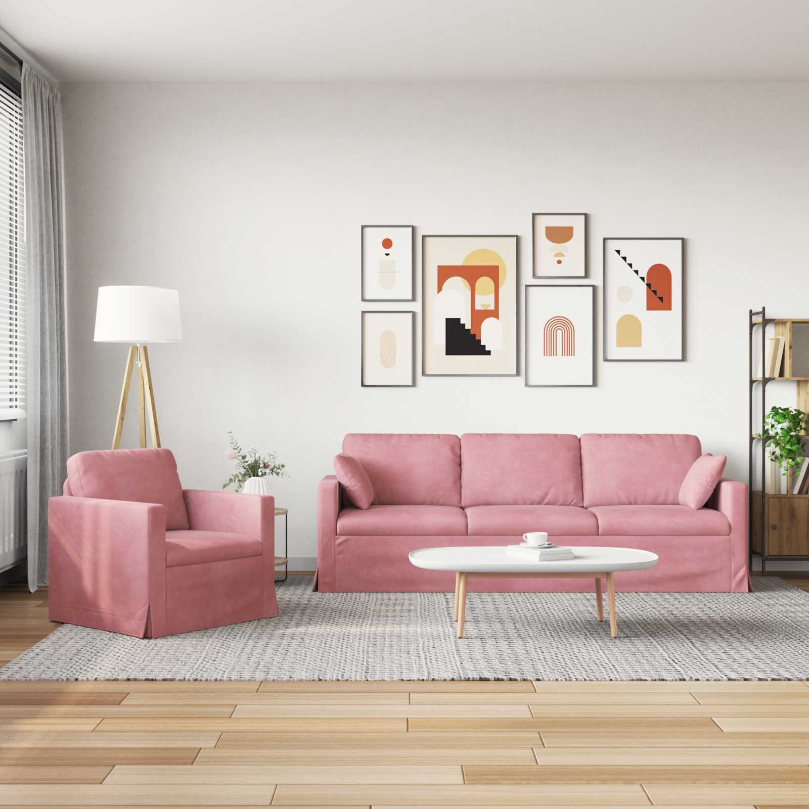 Ensemble de Canapés 2 pcs Rose 228 x 78 x 80 cm Velours - XIOS