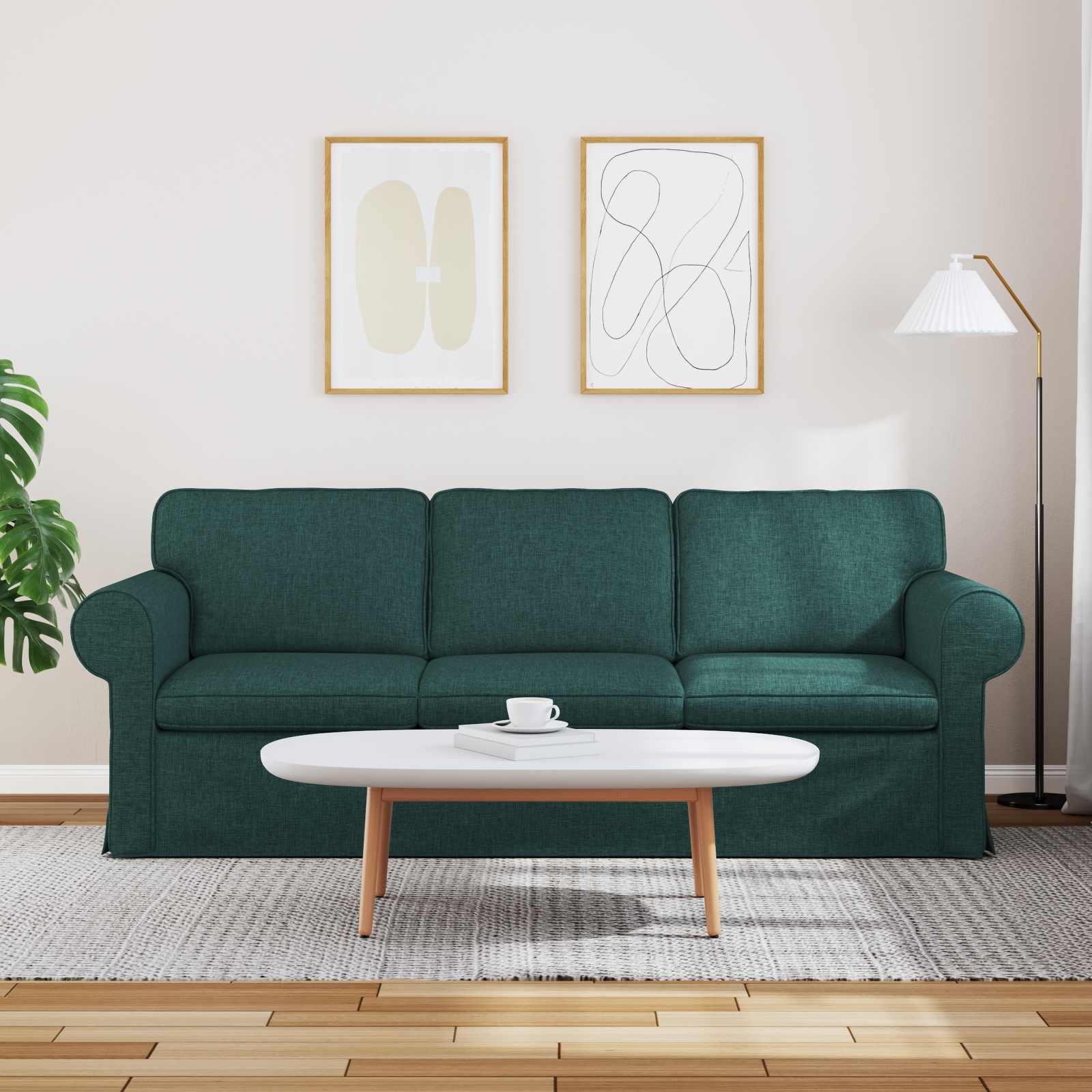Canapé Vert foncé 215 x 82 x 80 cm tissu - XIOS