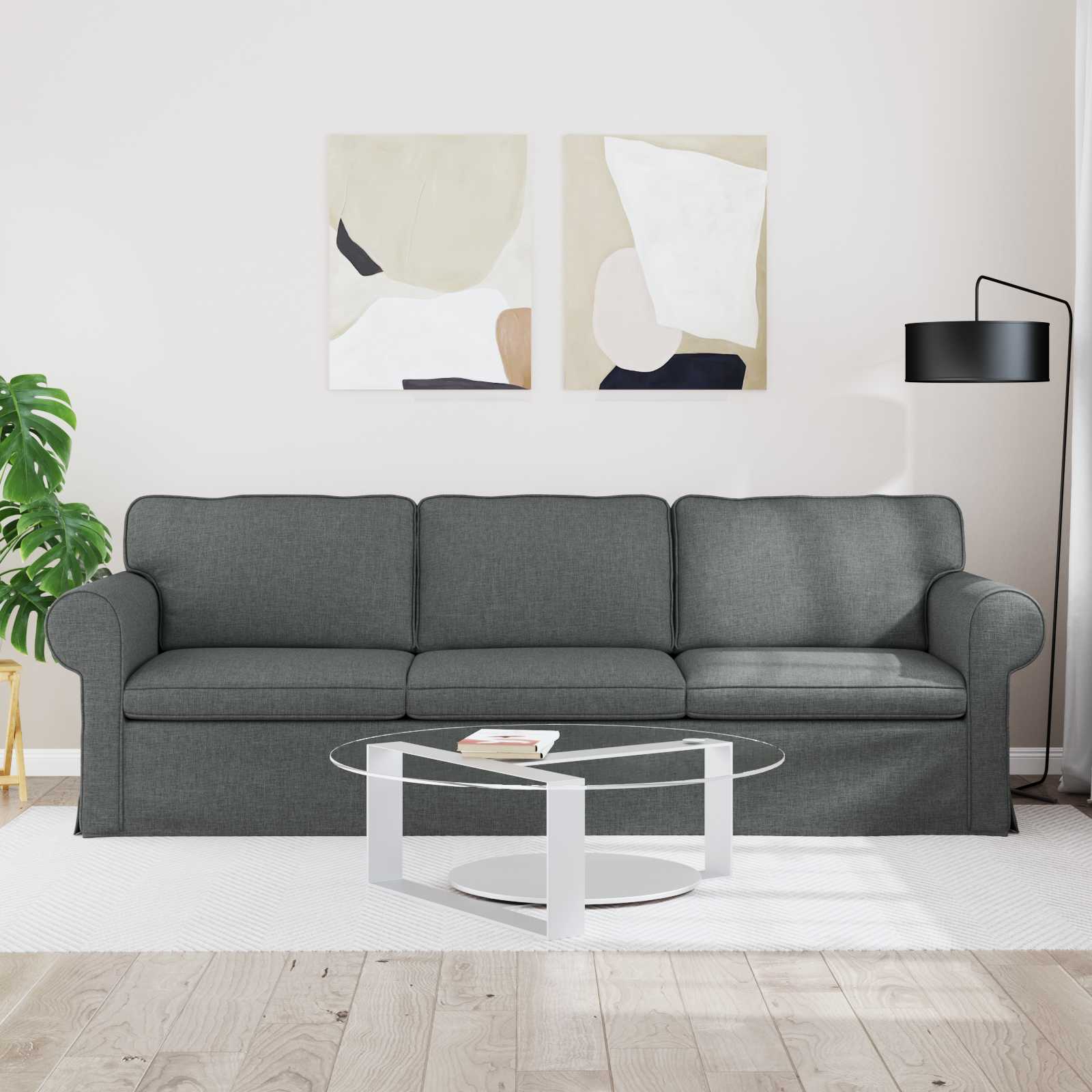 Canapé Gris foncé 245 x 82 x 80 cm tissu - XIOS