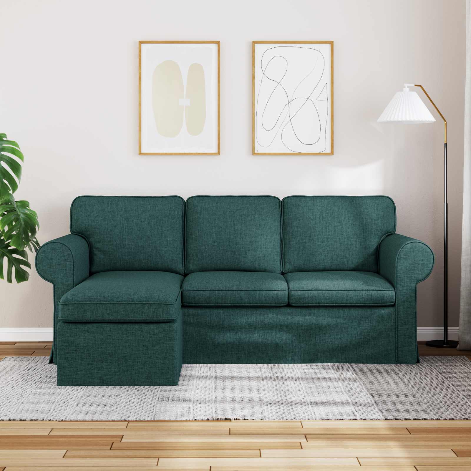 Canapé Vert foncé 195 x 138 x 80 cm tissu - XIOS