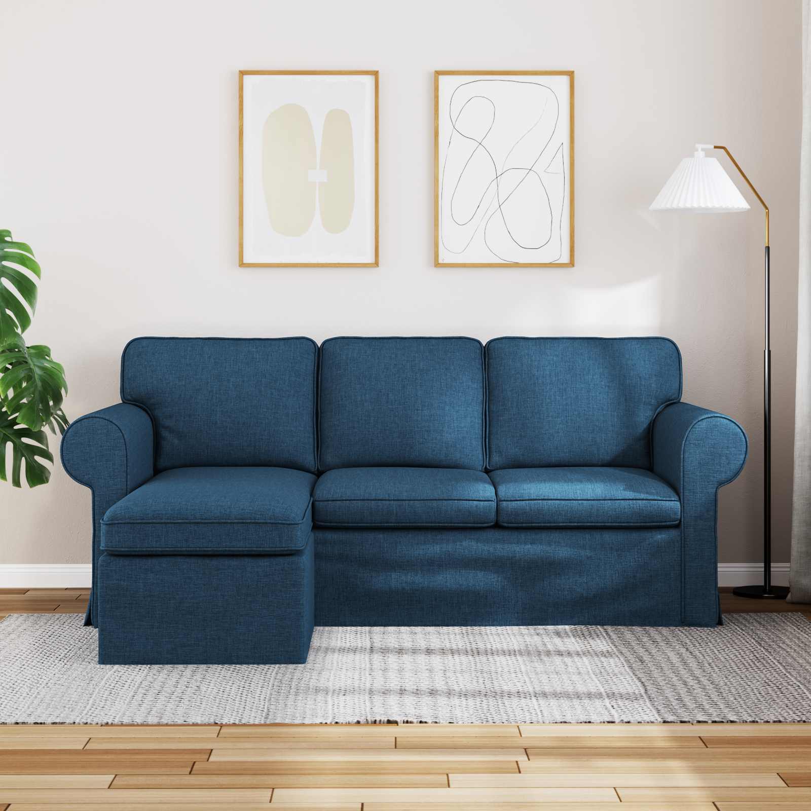 Canapé Bleu 195 x 138 x 80 cm tissu