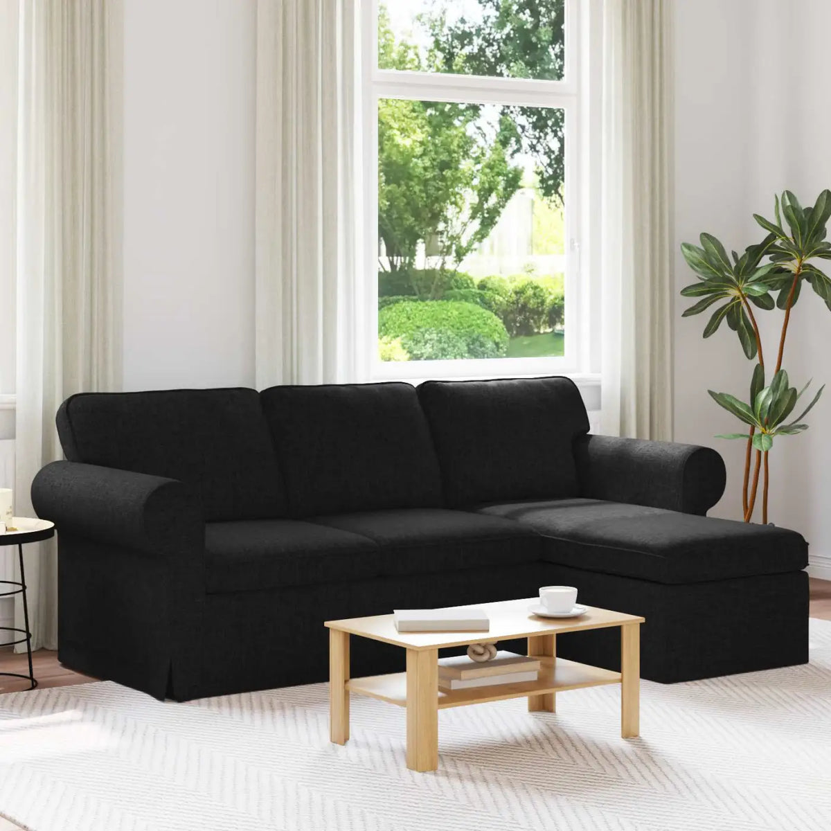 Canapé Noir 215 x 138 x 80 cm tissu - XIOS