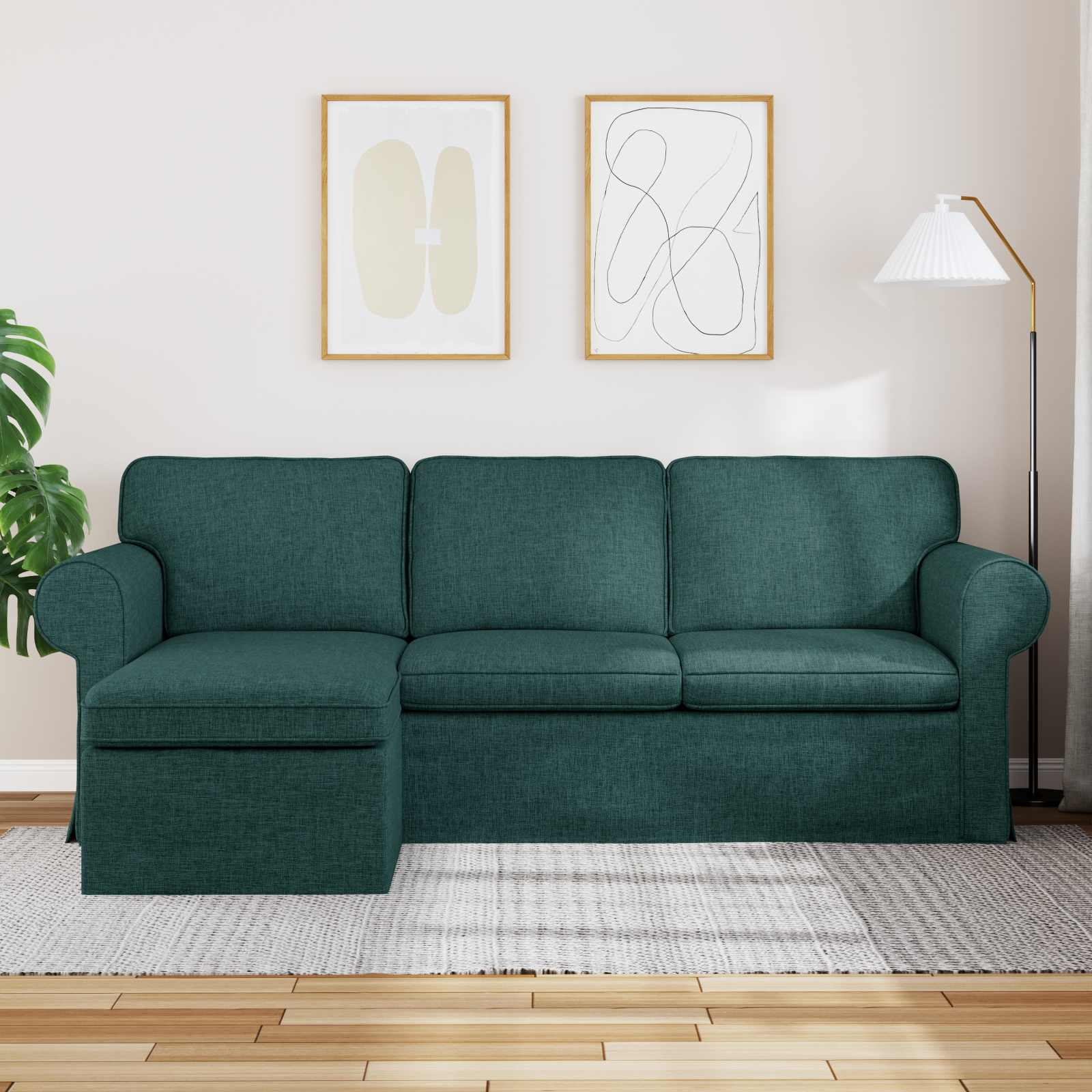 Canapé Vert foncé 215 x 138 x 80 cm tissu