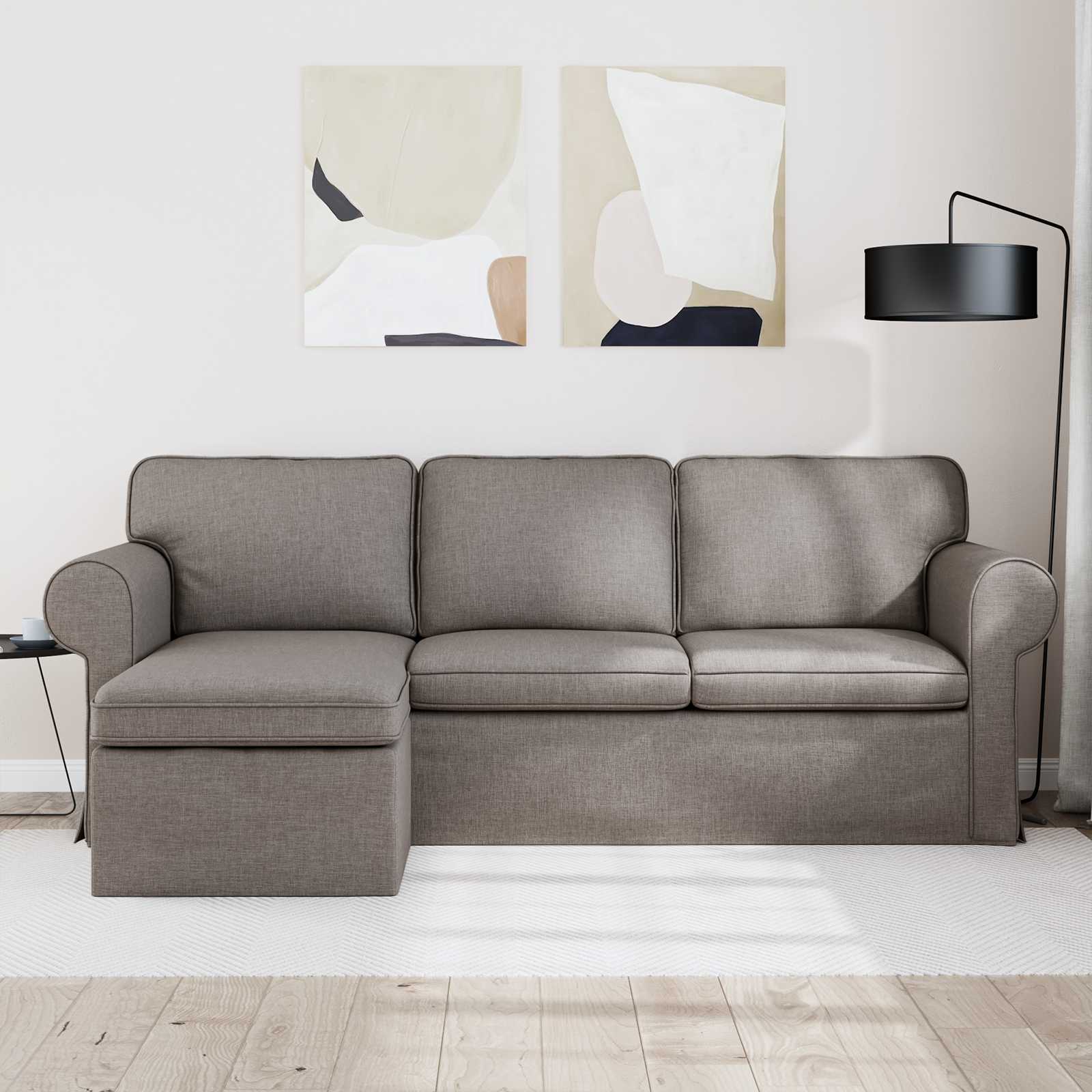 Canapé Taupe 215 x 138 x 80 cm tissu