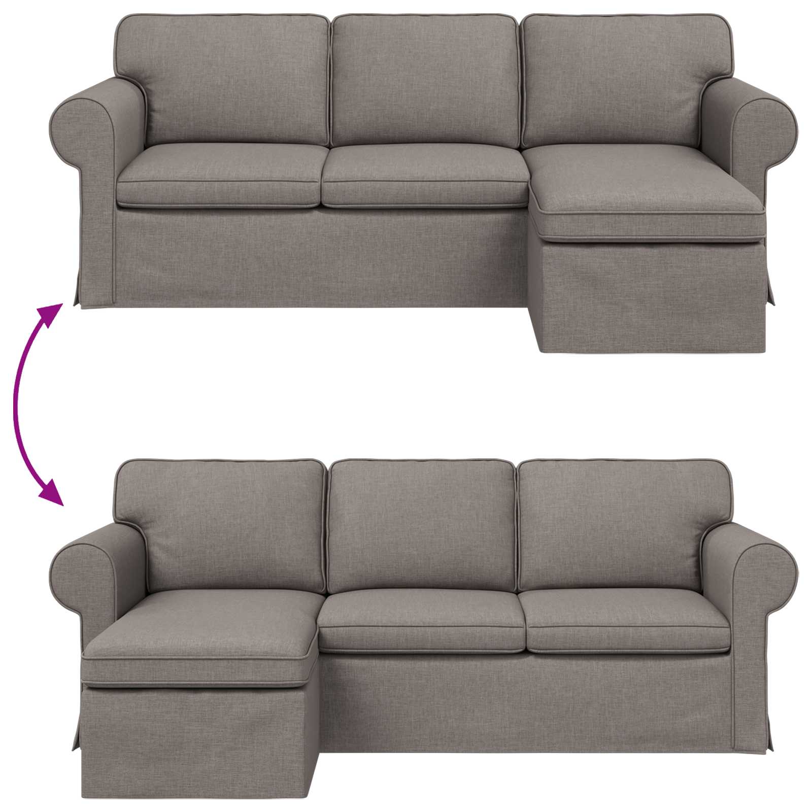 Canapé Taupe 215 x 138 x 80 cm tissu