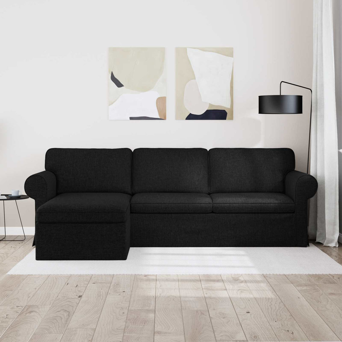 Canapé Noir 245 x 138 x 80 cm tissu