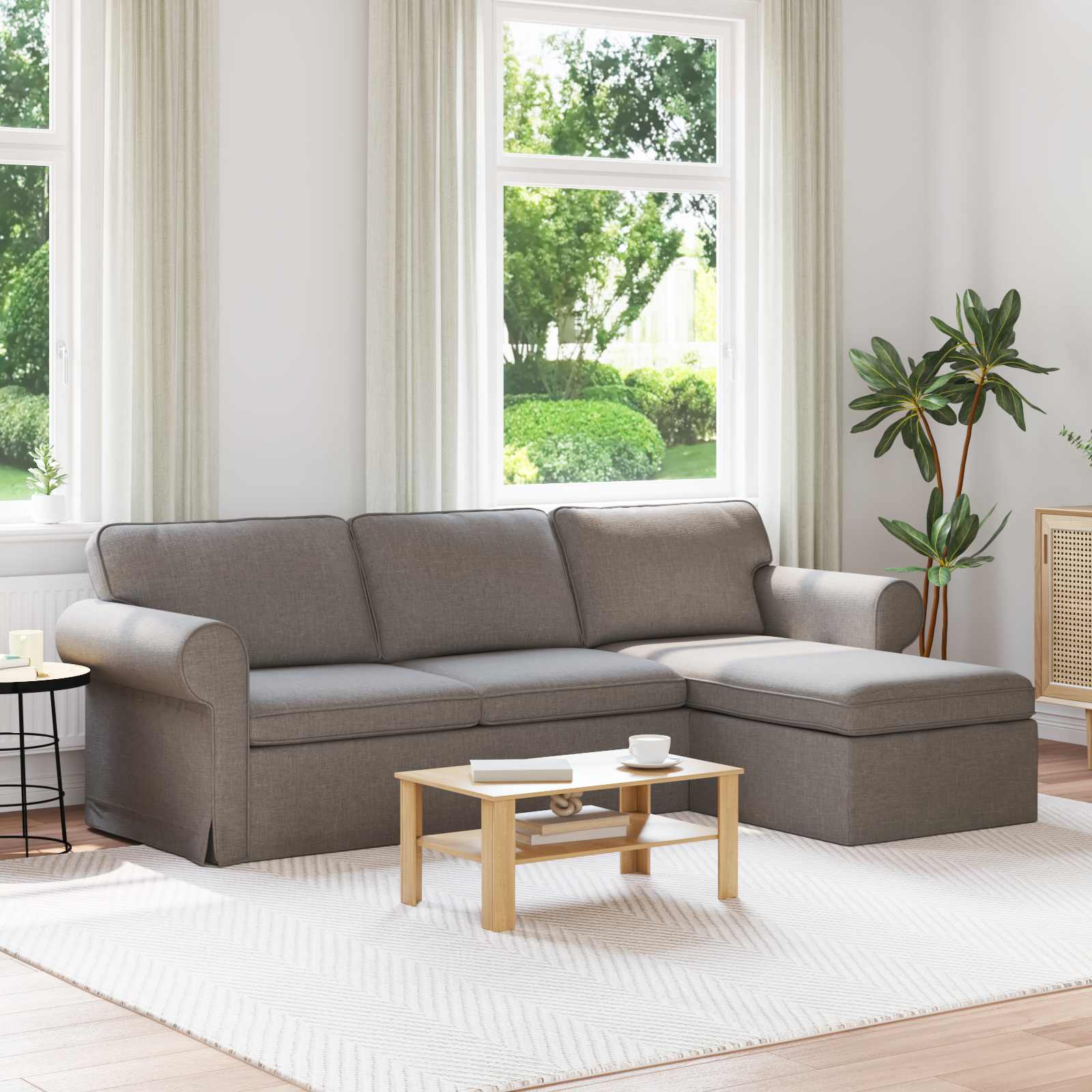 Canapé Taupe 245 x 138 x 80 cm tissu