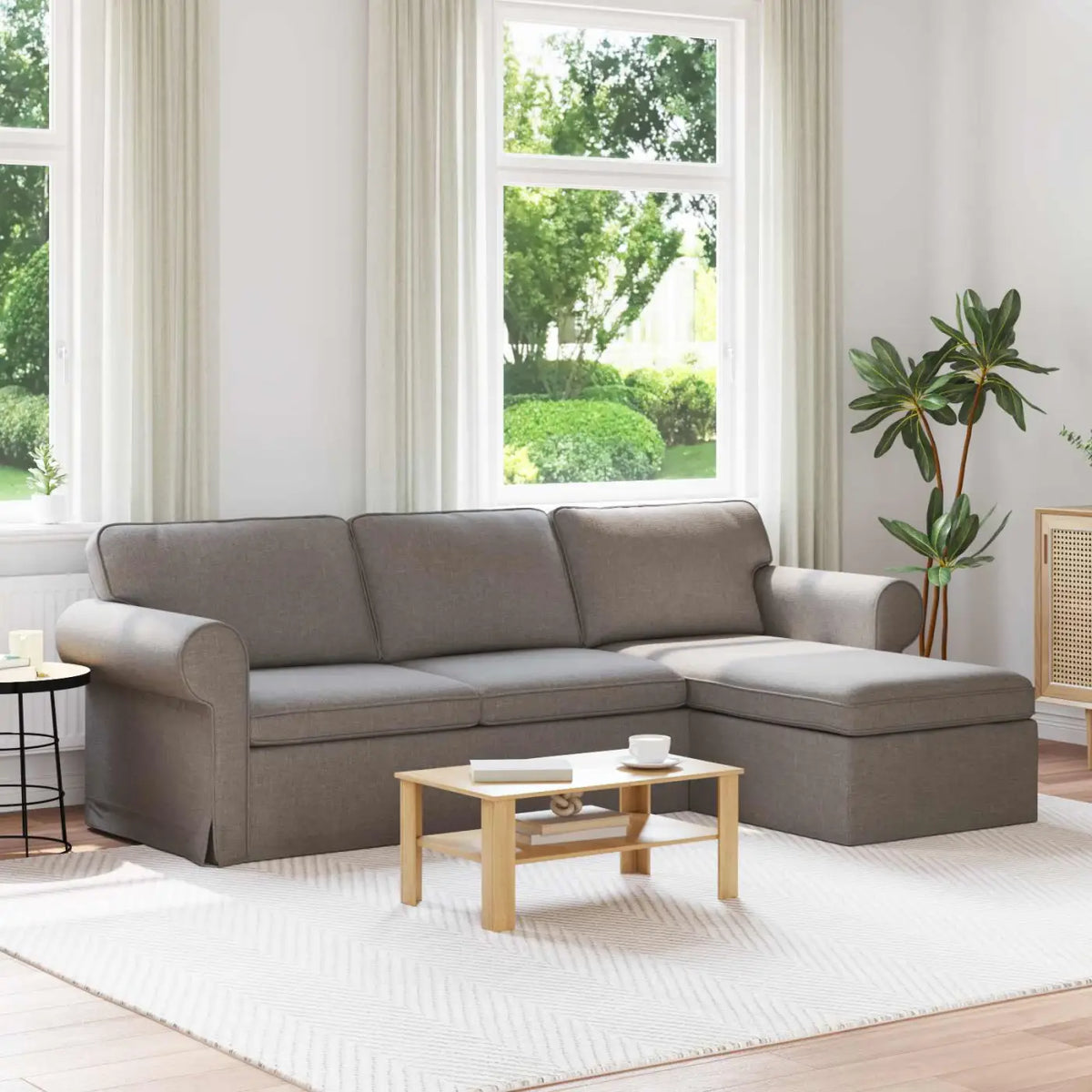 Canapé Taupe 245 x 138 x 80 cm tissu - XIOS